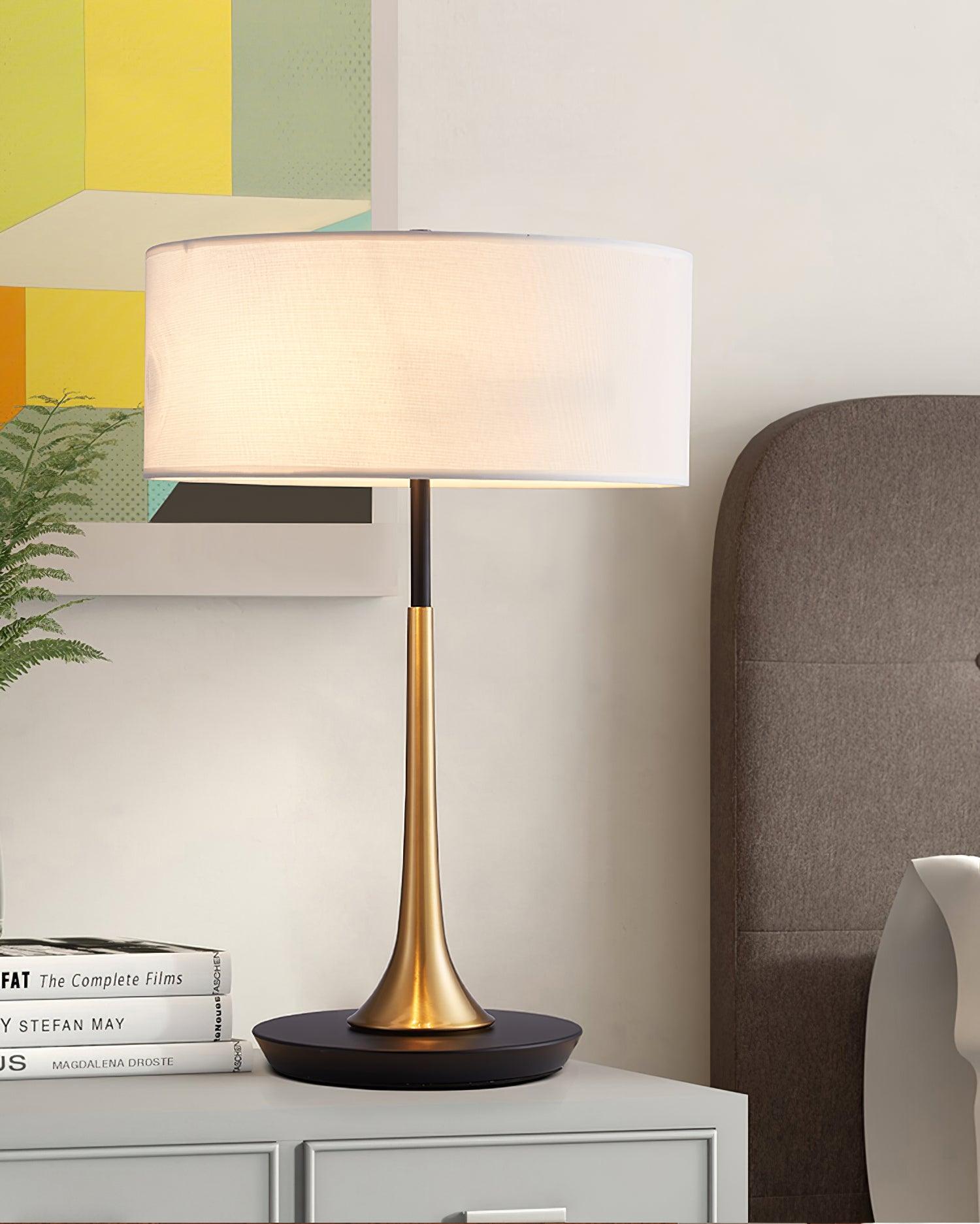 Cepharil Luxe Brass Fabric Desk Lamp