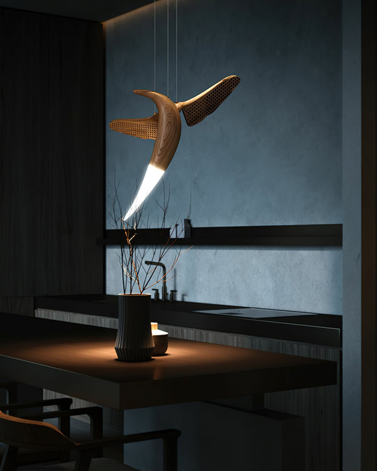 Elsilor Avian-Inspired Wood Pendant Light