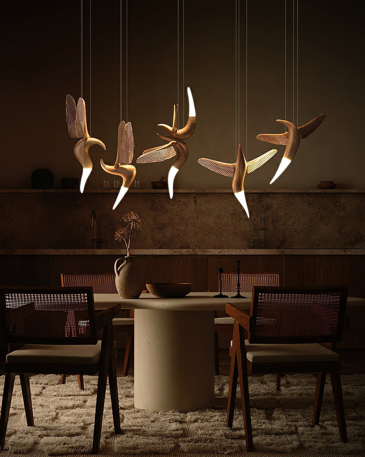 Elsilor Avian-Inspired Wood Pendant Light