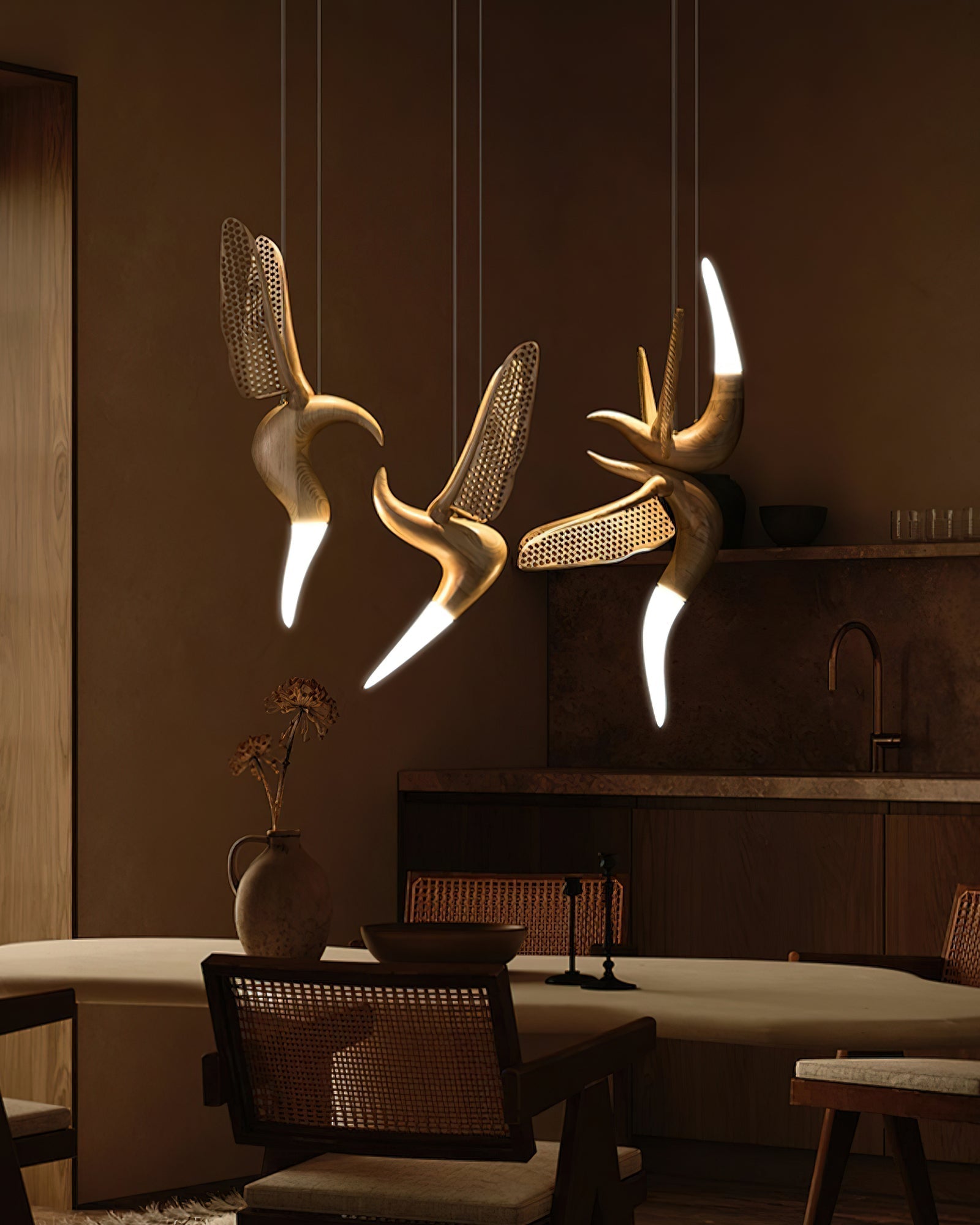 Elsilor Avian-Inspired Wood Pendant Light