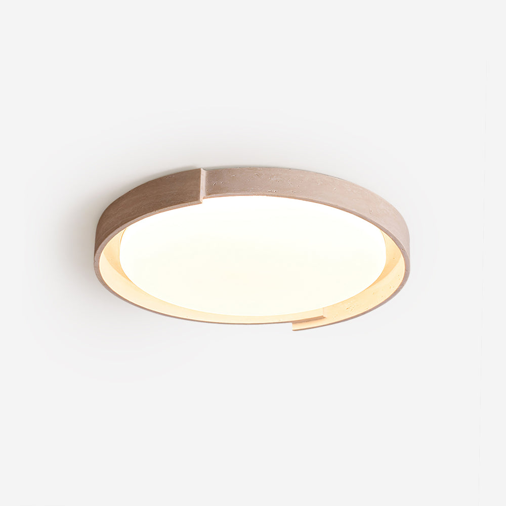 Juvio Minimalist Round Travertine Ceiling Light - Neutral Decor
