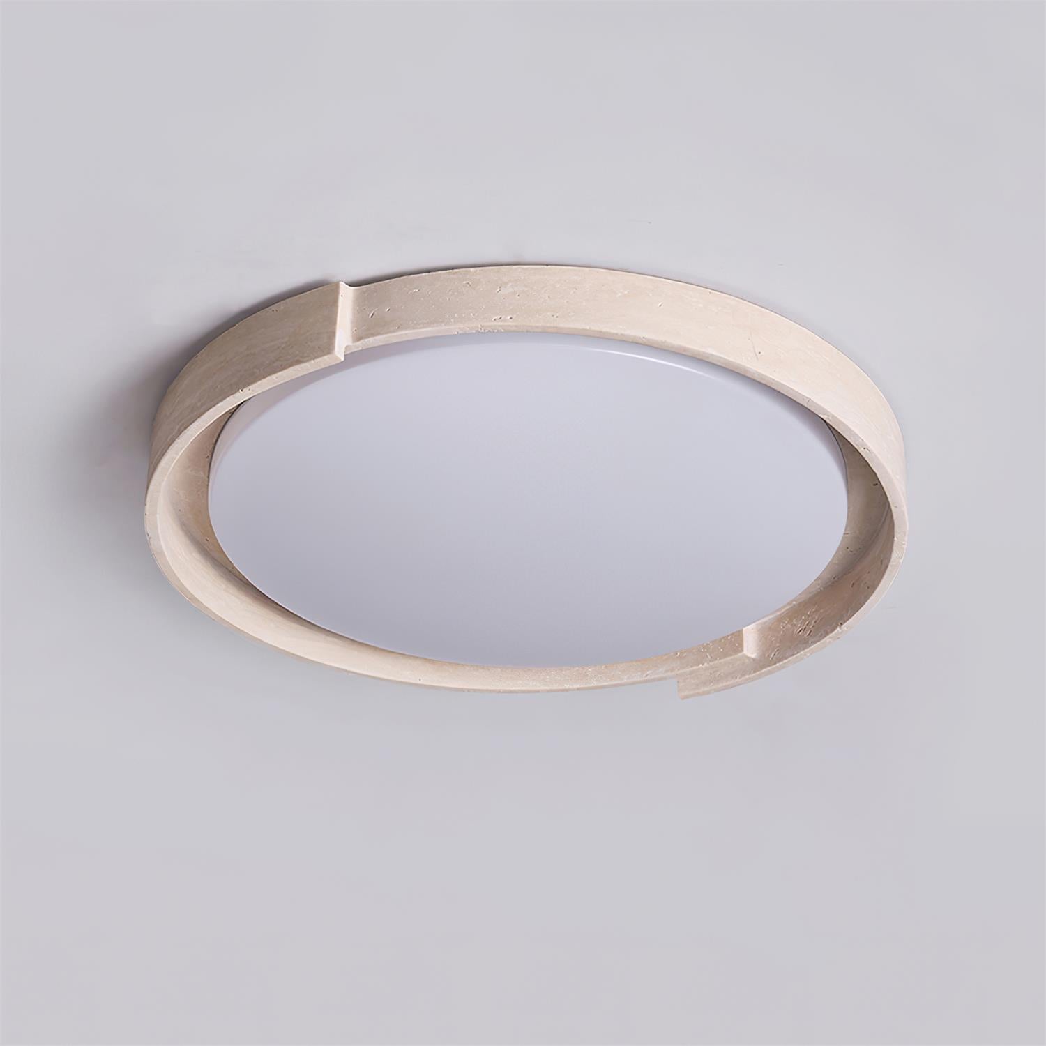 Juvio Minimalist Round Travertine Ceiling Light - Neutral Decor