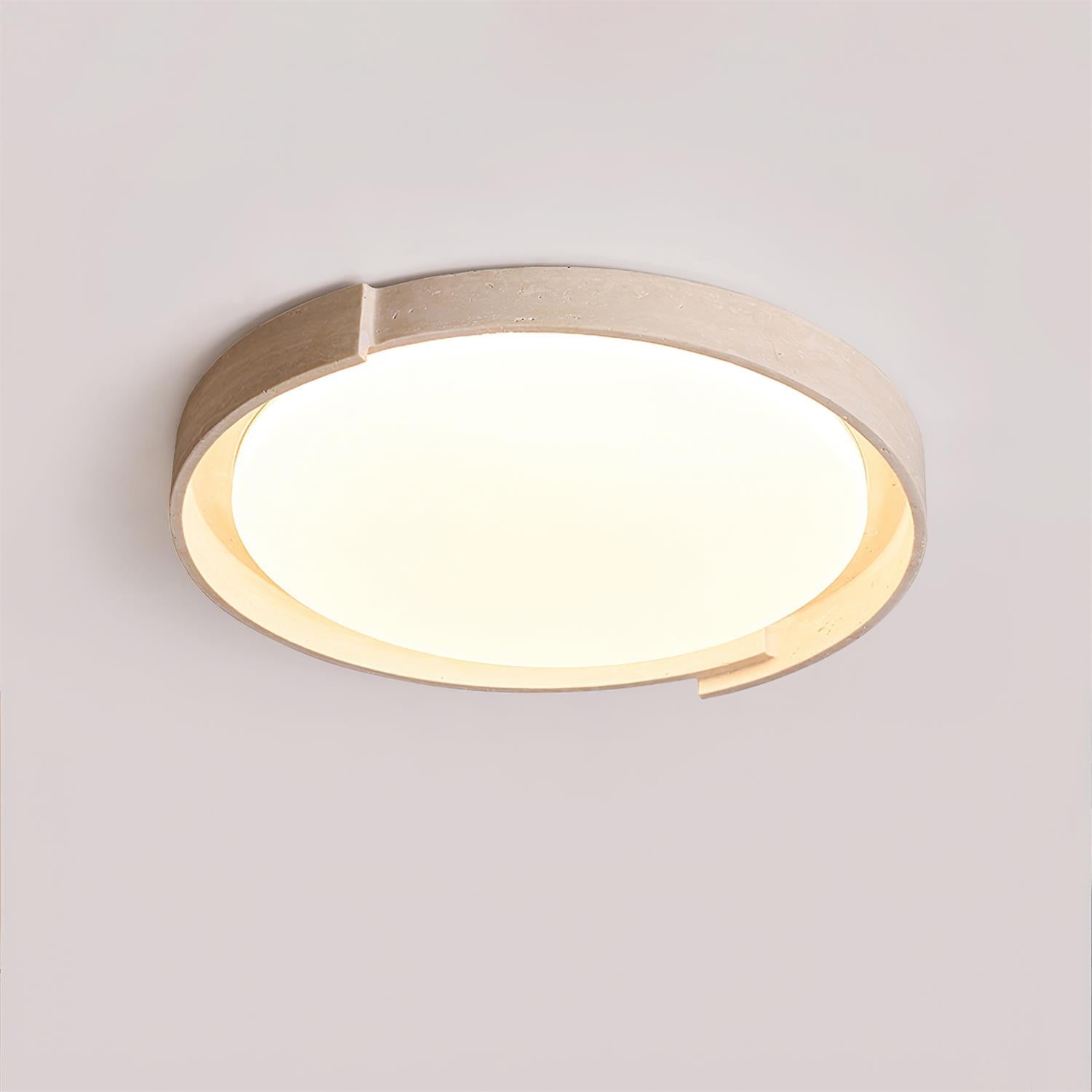 Juvio Minimalist Round Travertine Ceiling Light - Neutral Decor