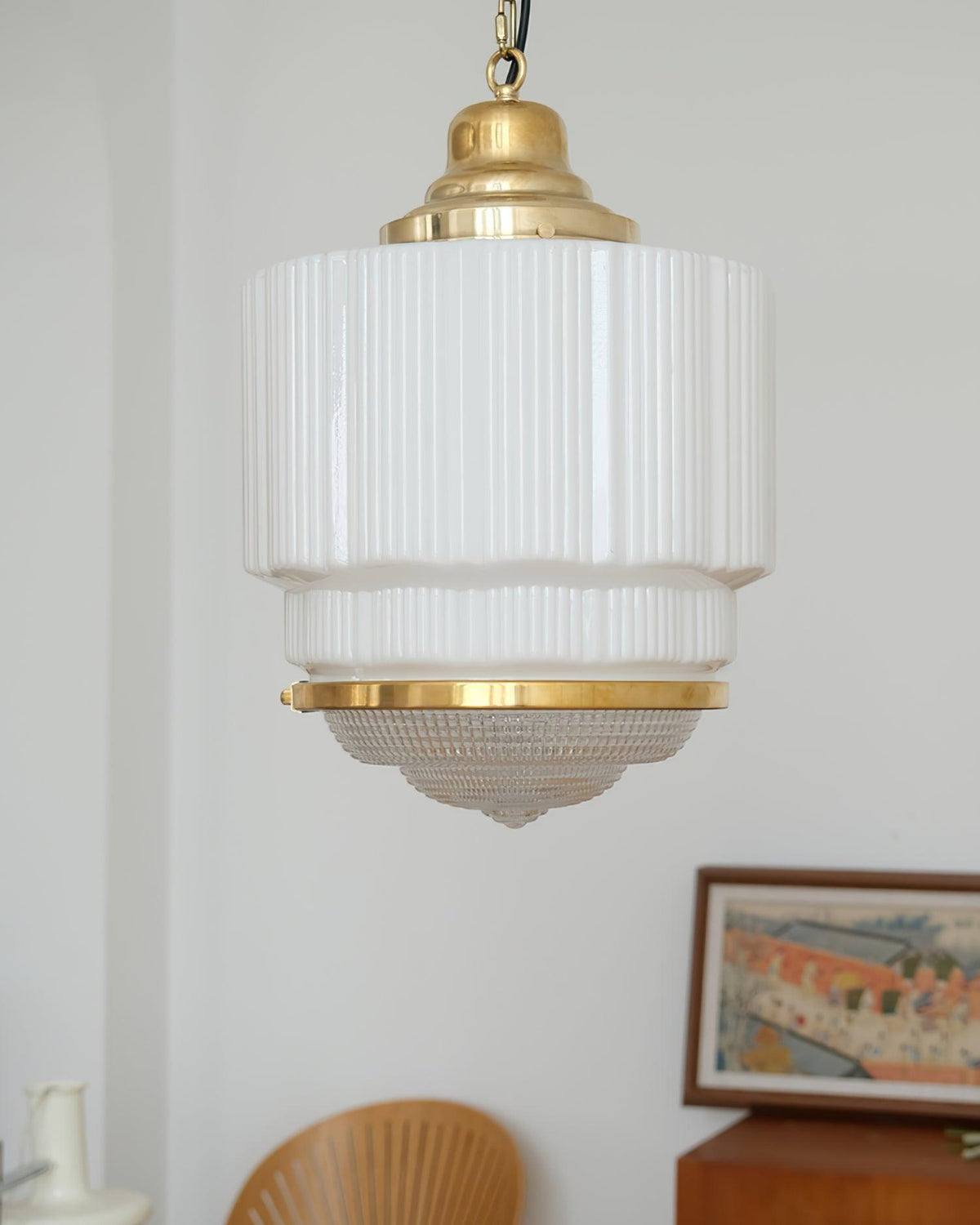 Celiina Pendant Light Brass Glass Ribbed