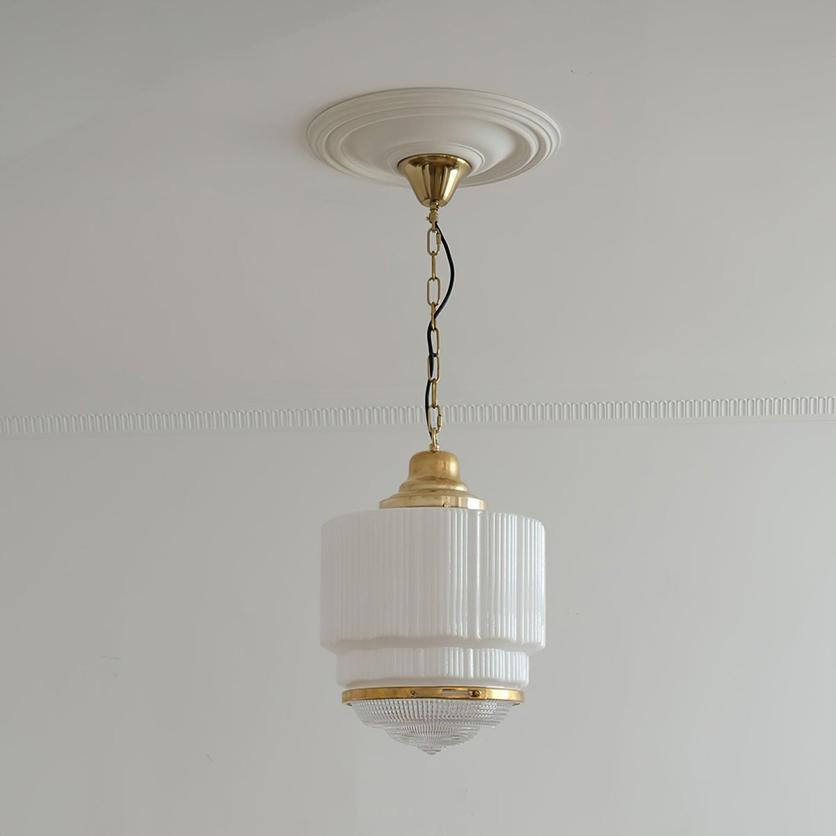 Celiina Pendant Light Brass Glass Ribbed