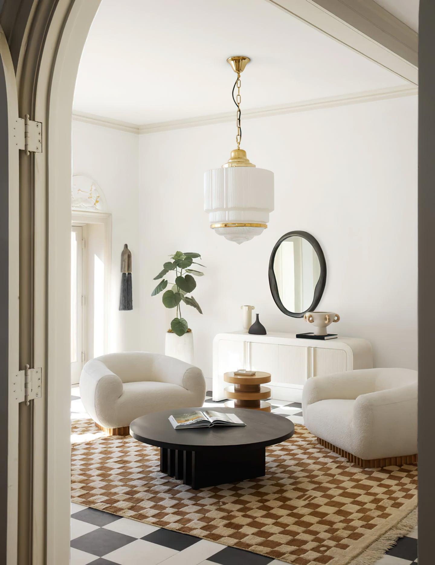 Celiina Pendant Light Brass Glass Ribbed