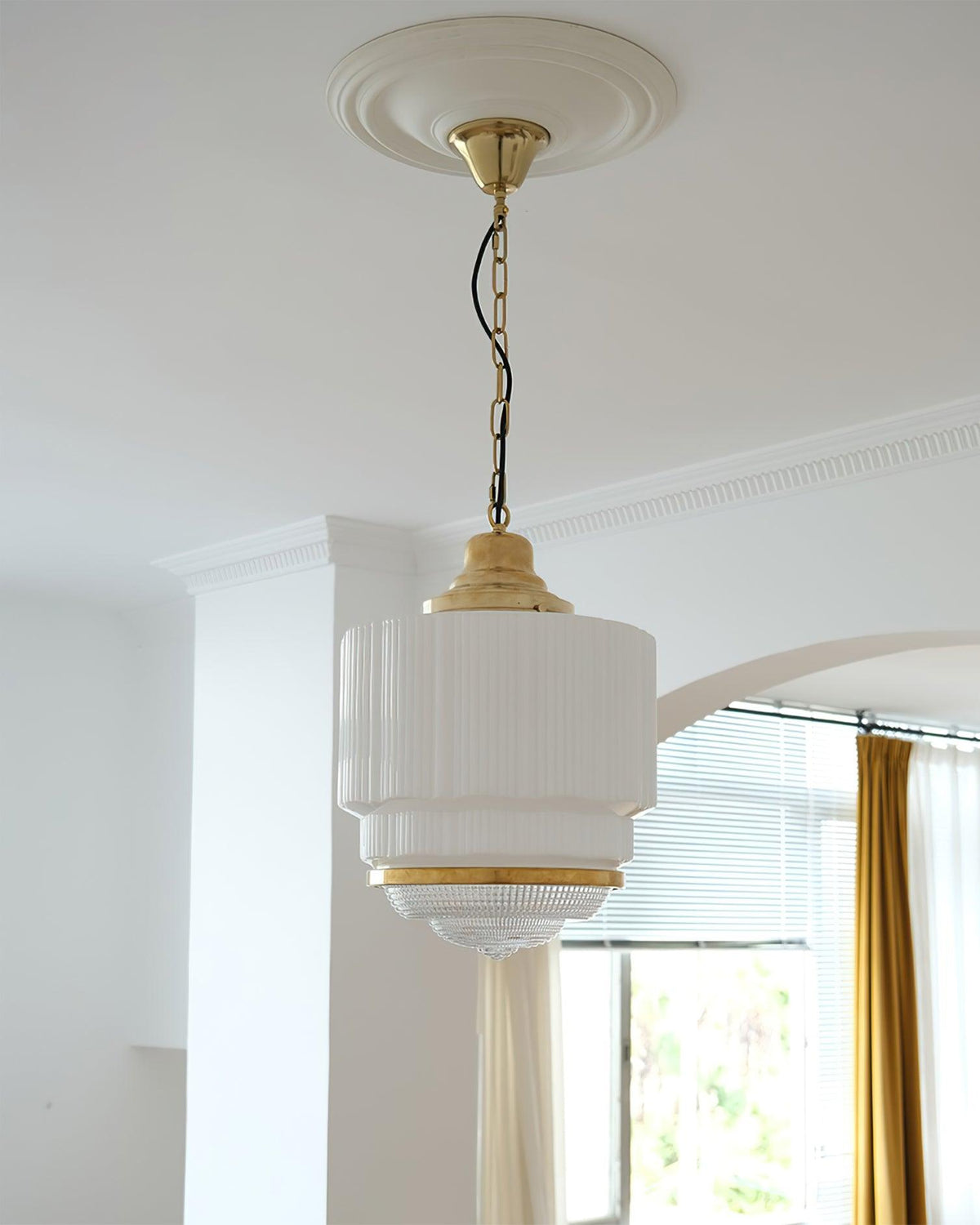 Celiina Pendant Light Brass Glass Ribbed