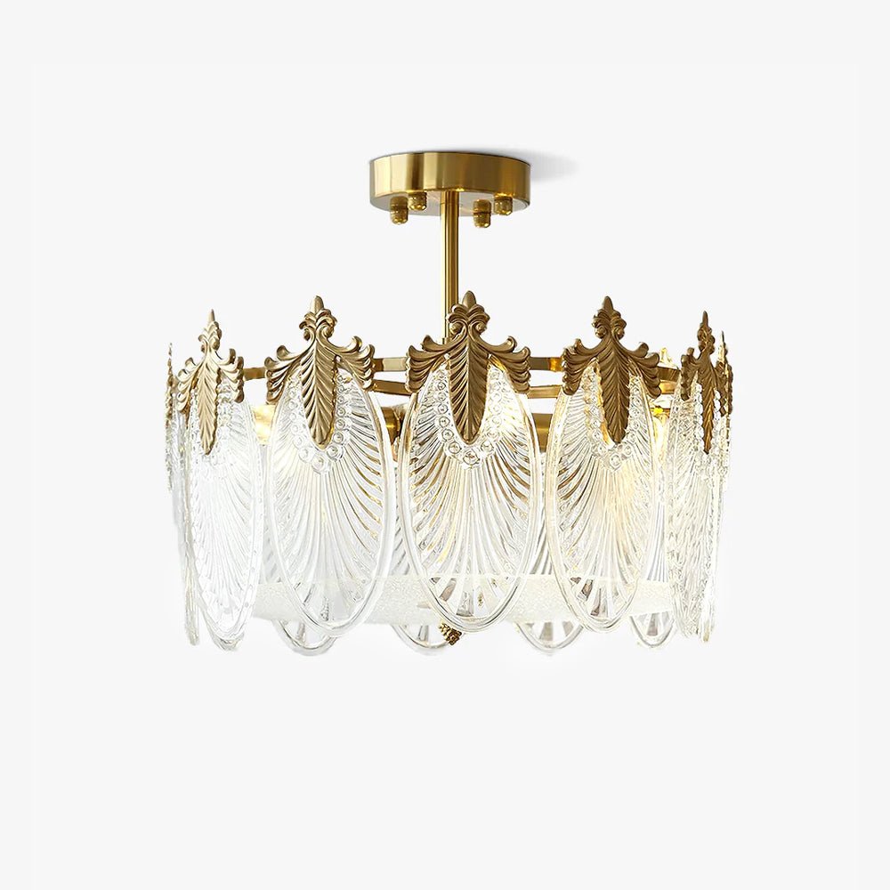 Eirisena Chandelier Glass Petals Gold Frame Round