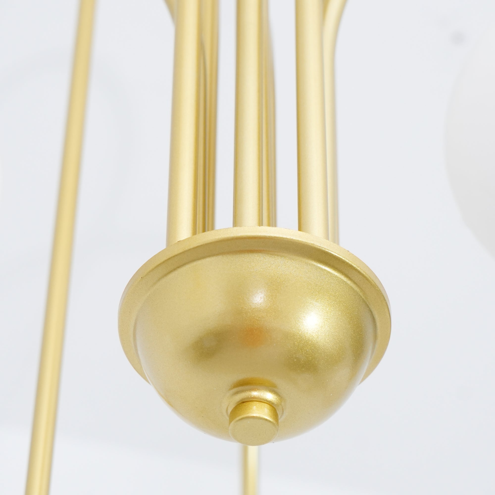 Sevi Chandelier Brass Curved Arms White Globe