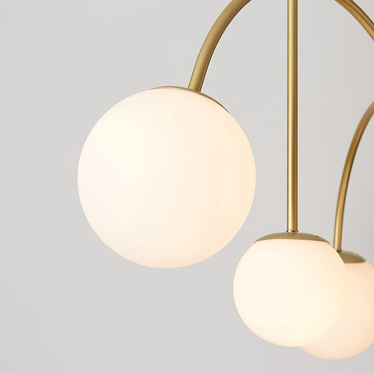 Sevi Chandelier Brass Curved Arms White Globe