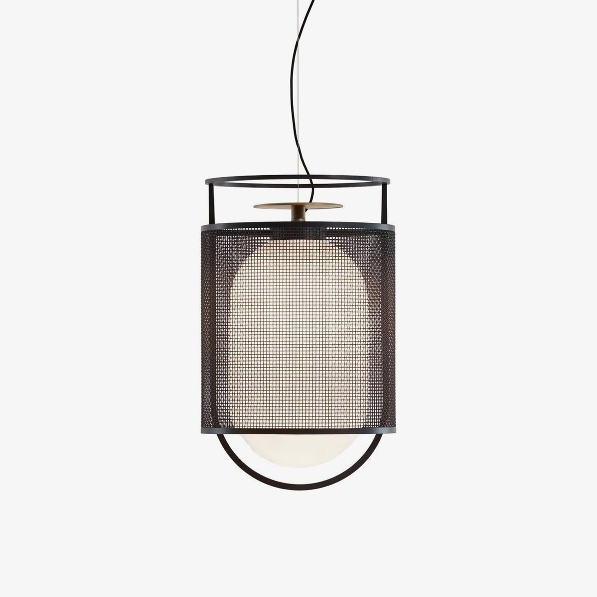 Meren Pendant Lamp Mesh Cylinder Brass Accent Industrial