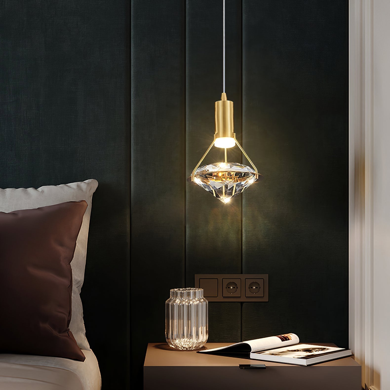 Cira Pendant Lamp Brass Crystal Elegant