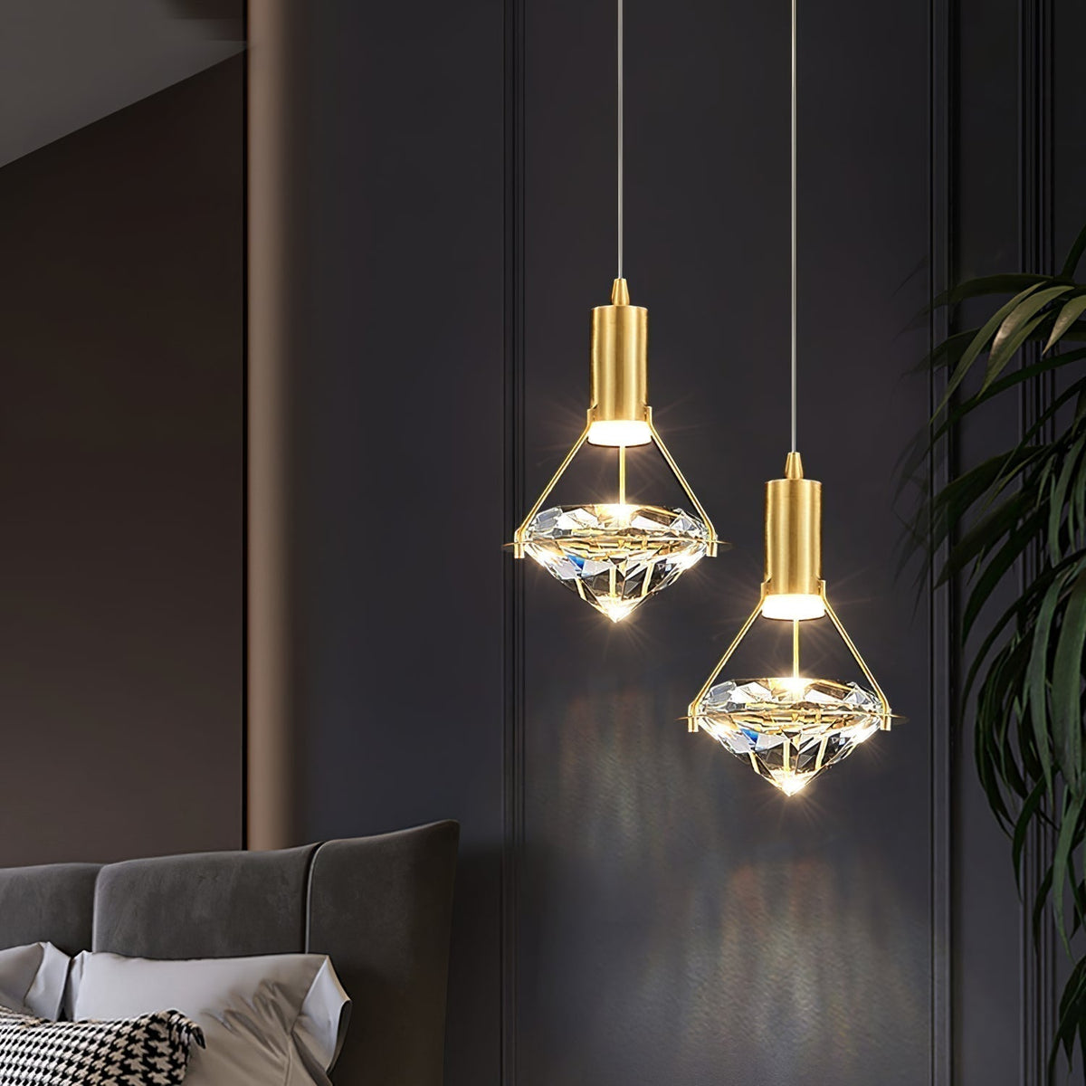 Cira Pendant Lamp Brass Crystal Elegant
