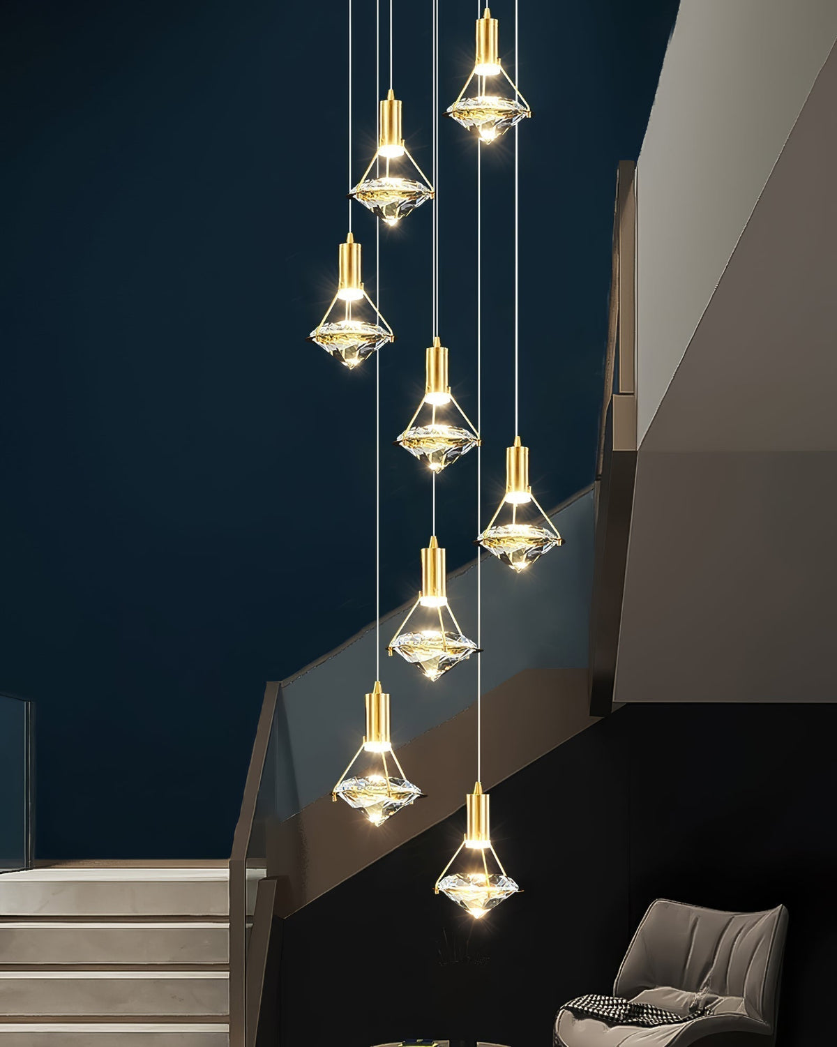 Cira Pendant Lamp Brass Crystal Elegant