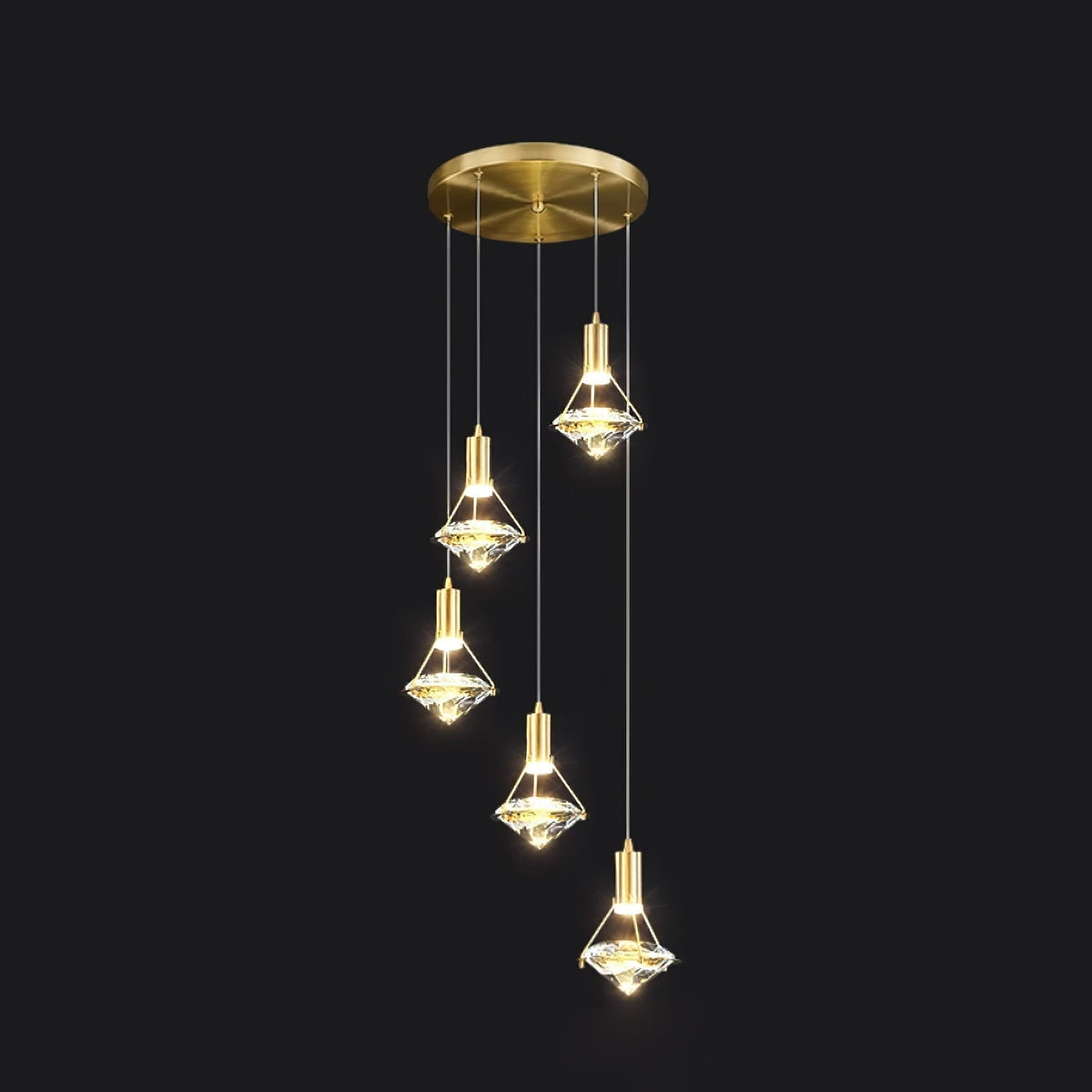 Cira Pendant Lamp Brass Crystal Elegant