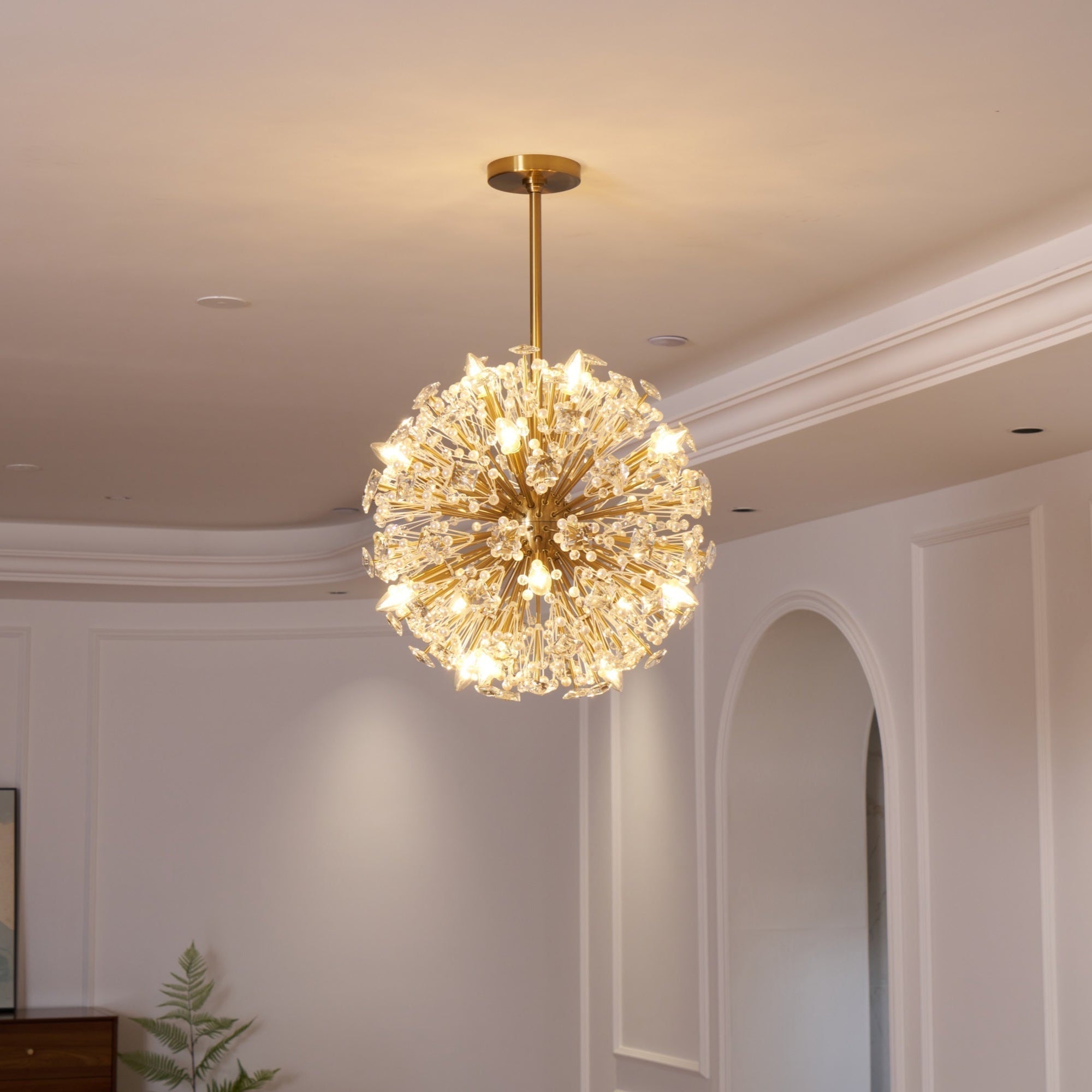 Zene Chandelier Dickinson Gold Crystal Starburst
