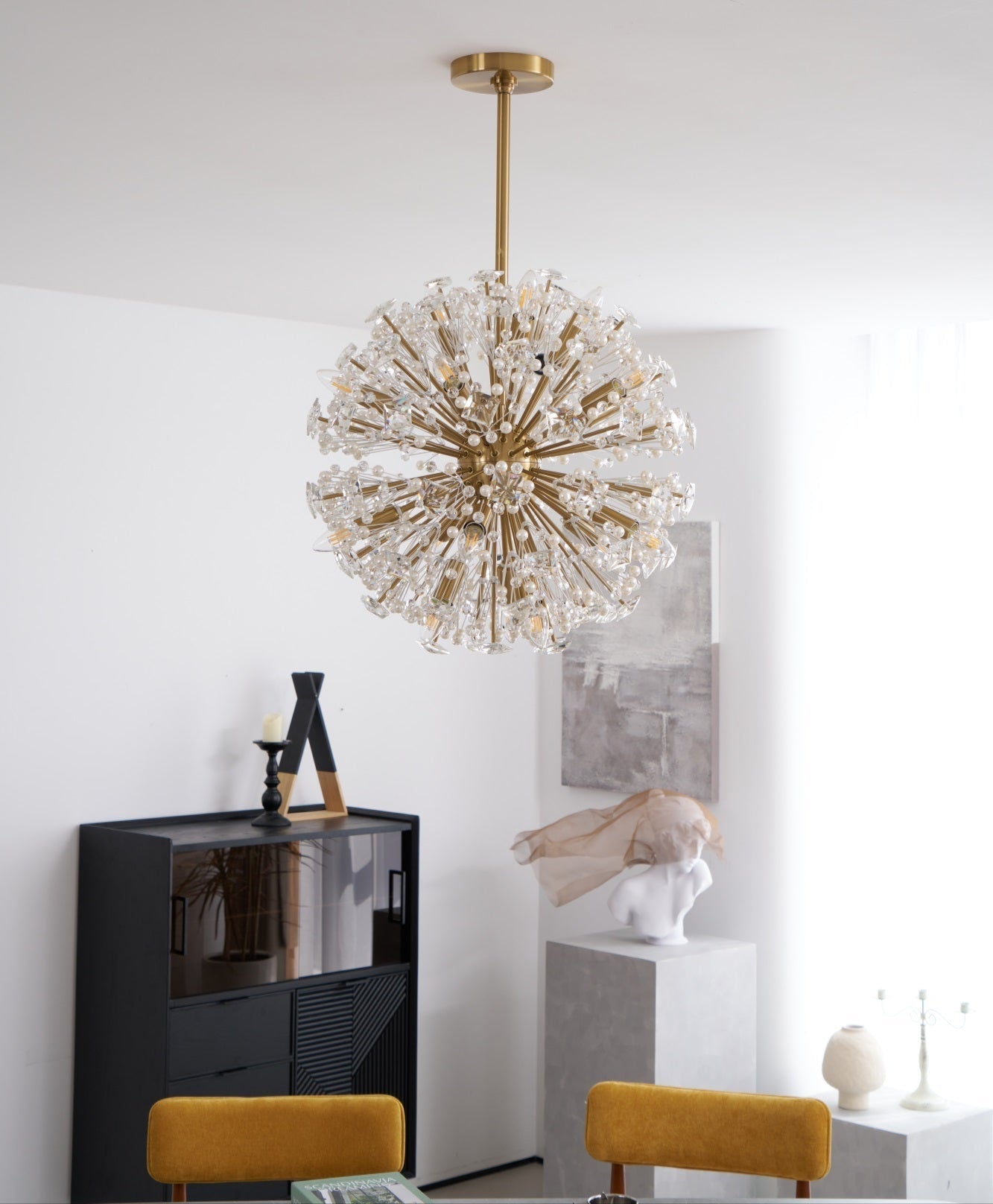 Zene Chandelier Dickinson Gold Crystal Starburst