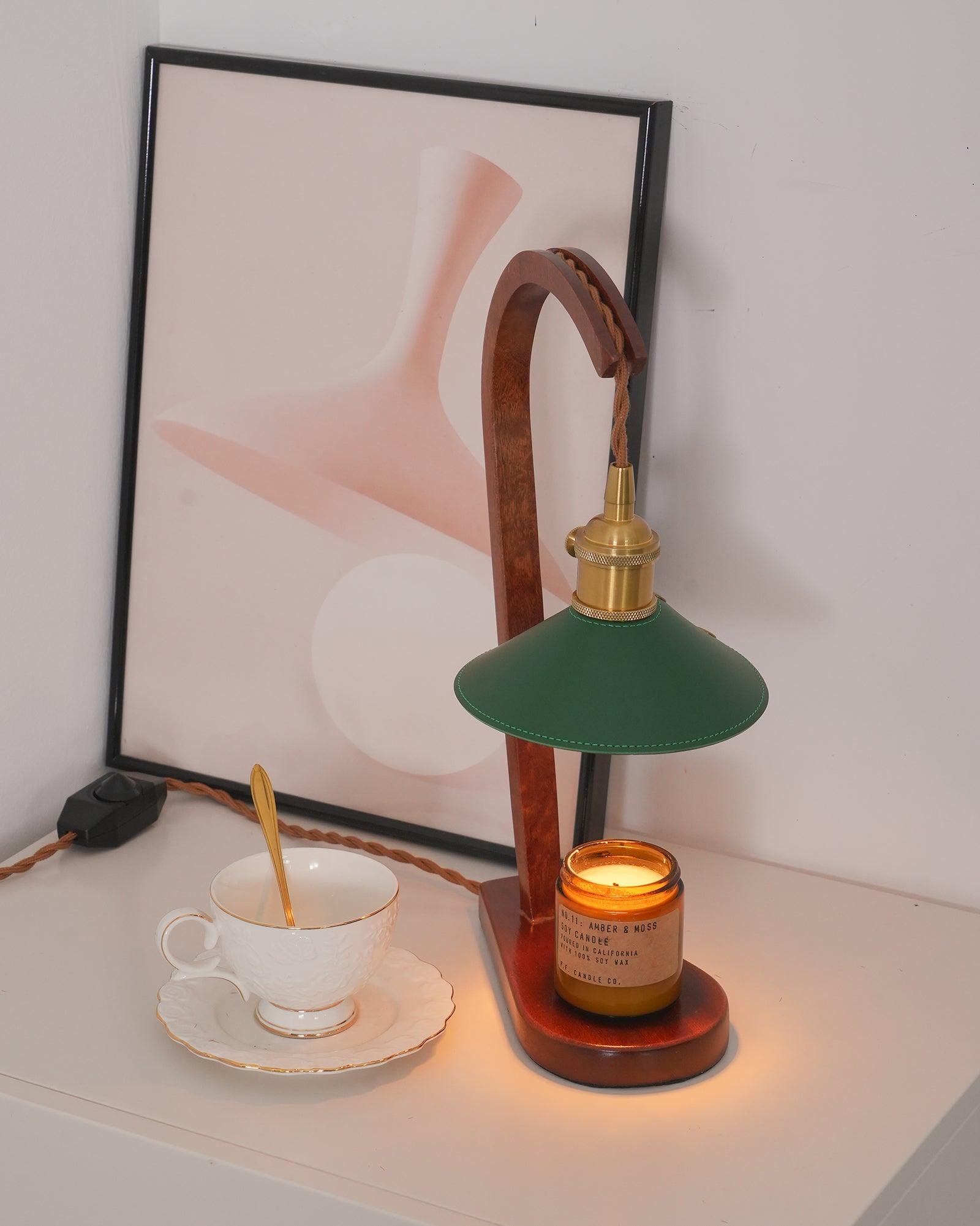 Elvuia Green Wood Table Lamp