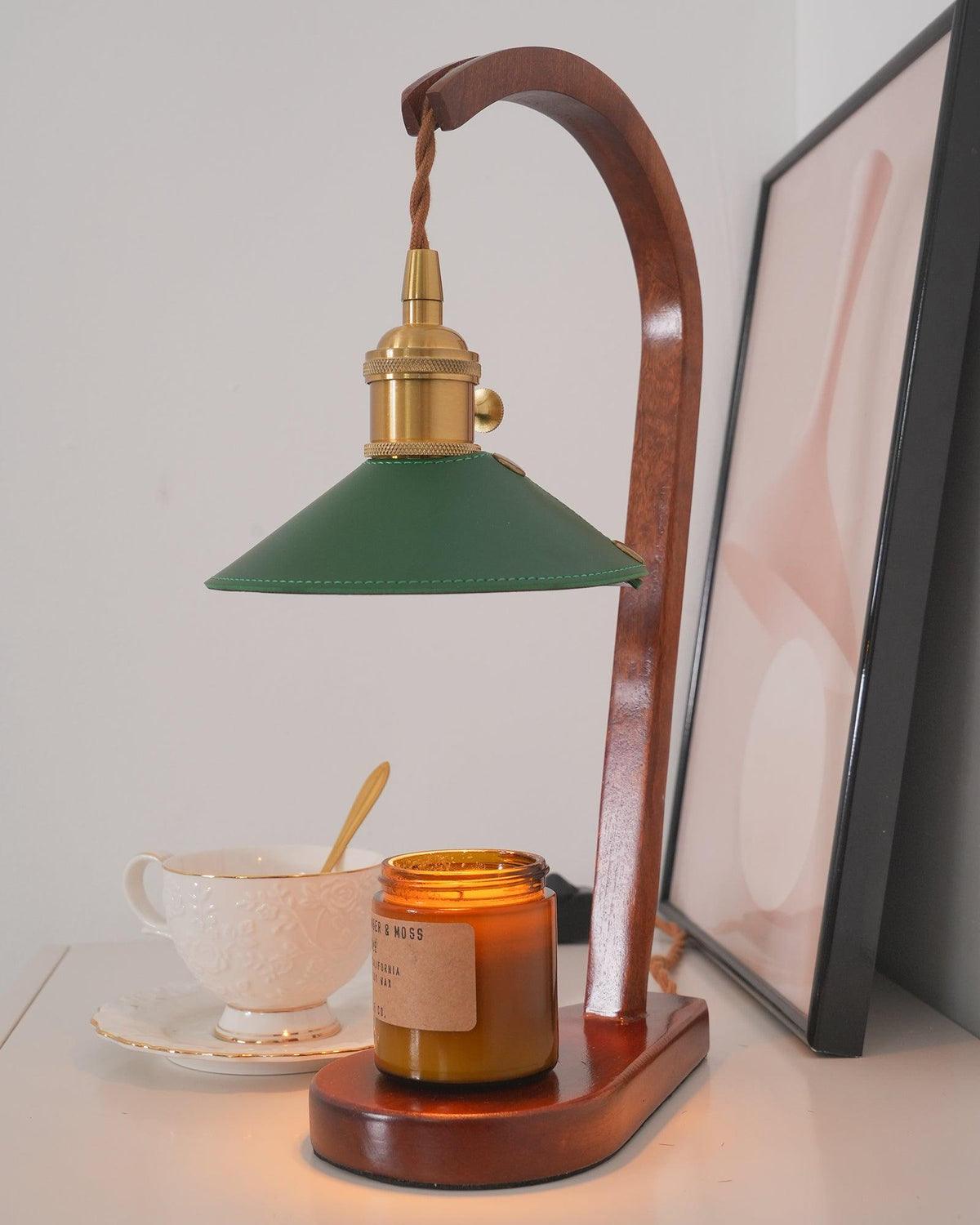 Elvuia Green Wood Table Lamp