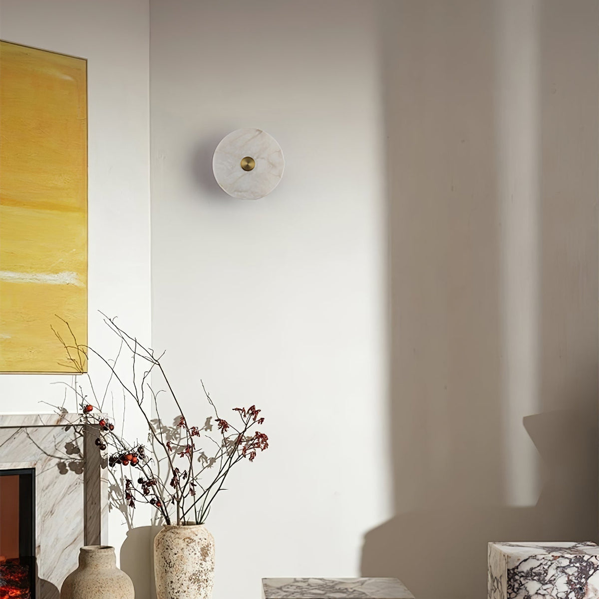 Selina Minimalist Alabaster Ceiling Light
