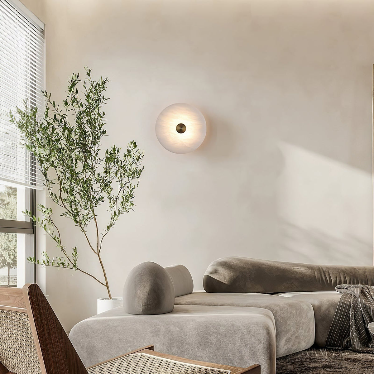 Selina Minimalist Alabaster Ceiling Light