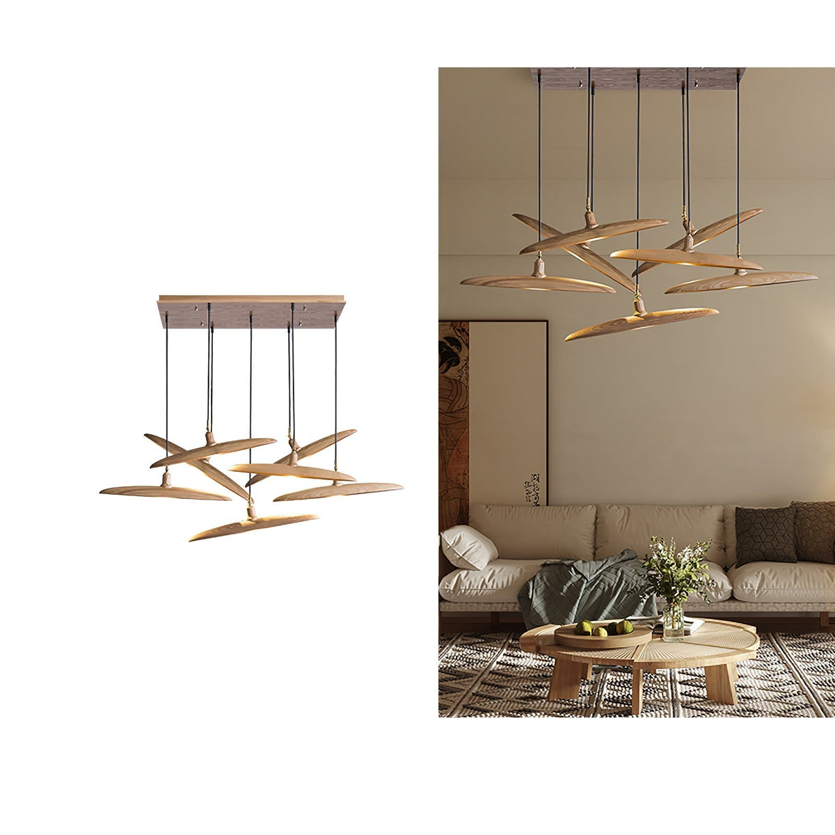 Zelirira Blade Wood Pendant Light