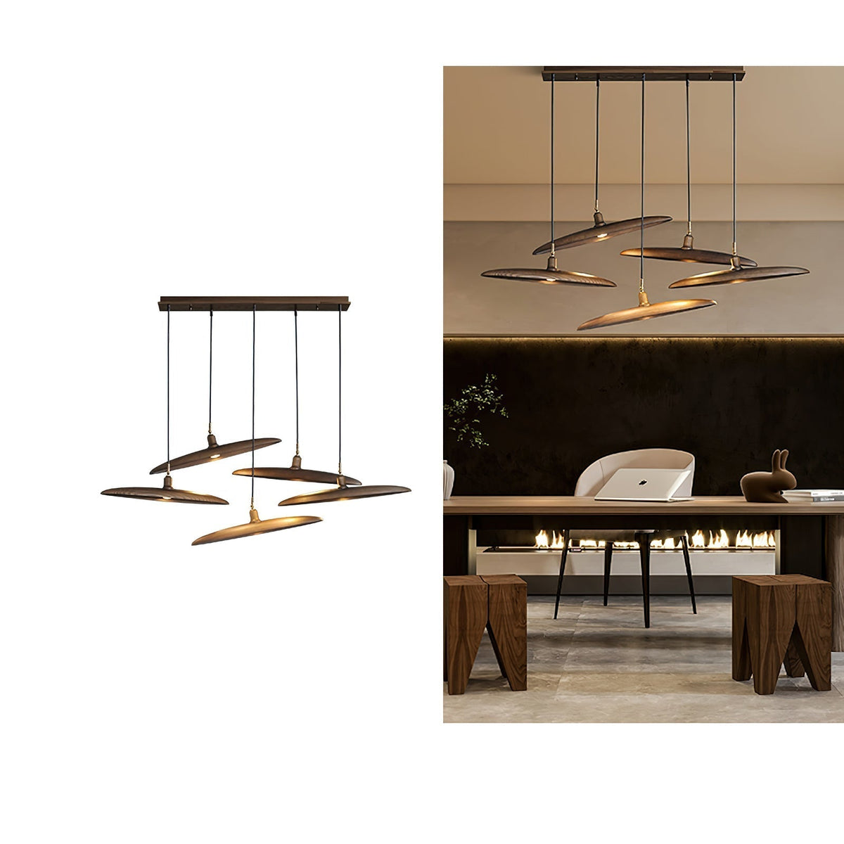 Zelirira Blade Wood Pendant Light