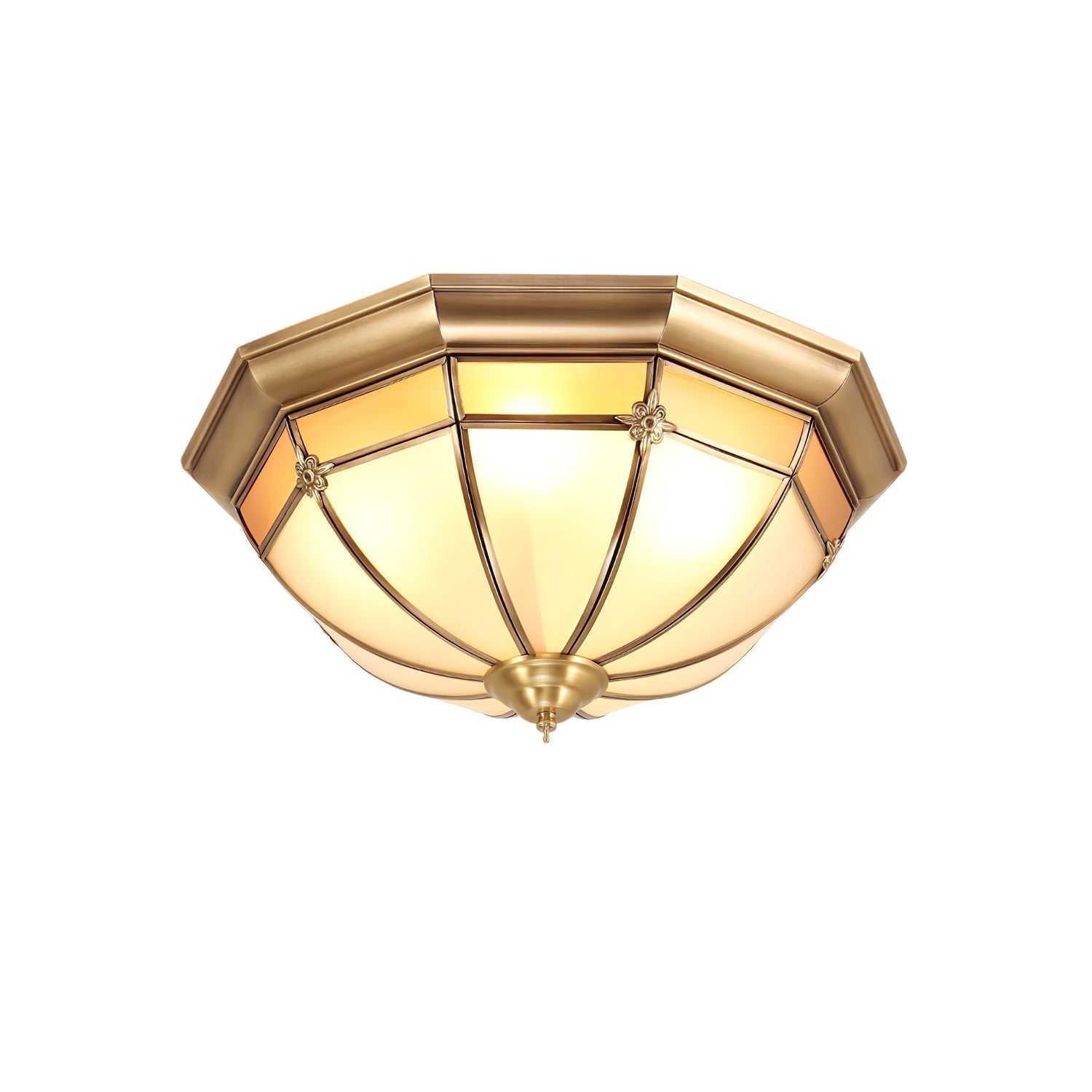 Vovynan Elegance Dome Brass Glass Flush Ceiling Lamp