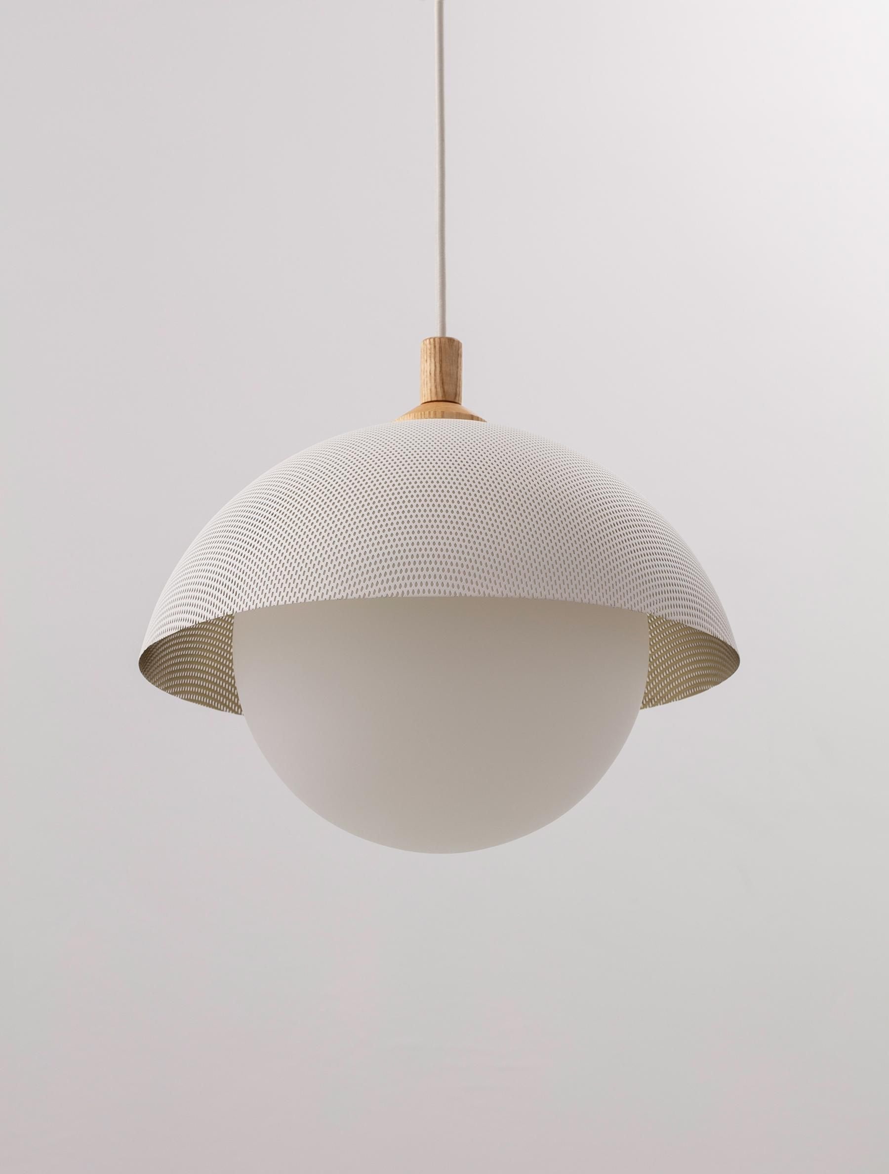 Pith Modern Minimalist Dome Perforated Wooden Pendant Lamp - Neutral Decor