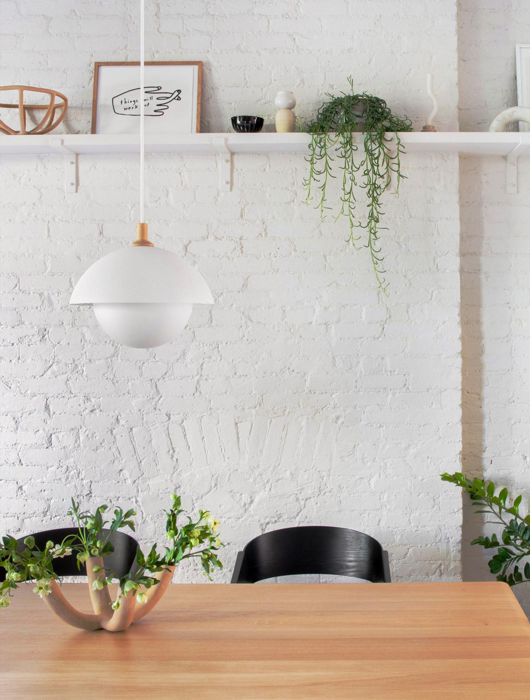 Pith Modern Minimalist Dome Perforated Wooden Pendant Lamp - Neutral Decor