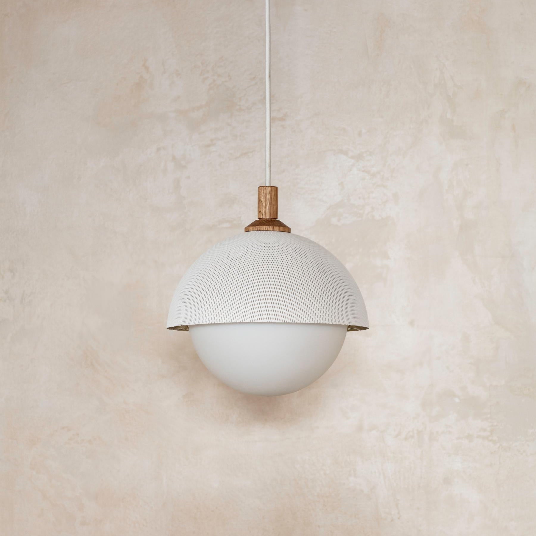 Pith Modern Minimalist Dome Perforated Wooden Pendant Lamp - Neutral Decor