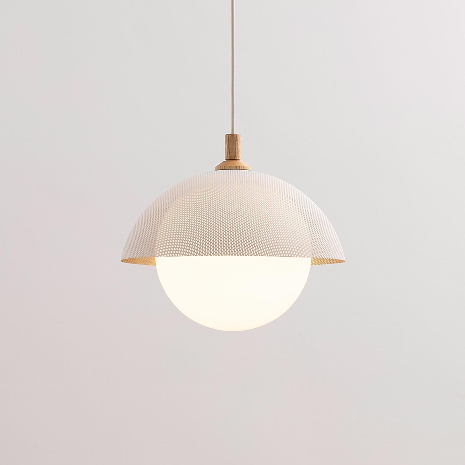 Pith Modern Minimalist Dome Perforated Wooden Pendant Lamp - Neutral Decor