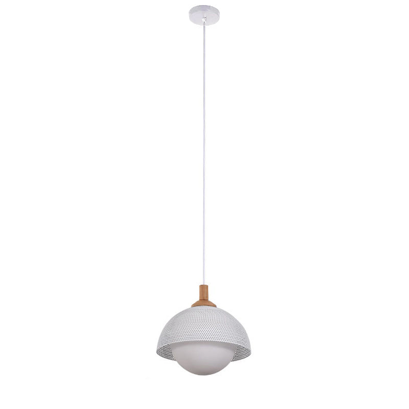 Pith Modern Minimalist Dome Perforated Wooden Pendant Lamp - Neutral Decor