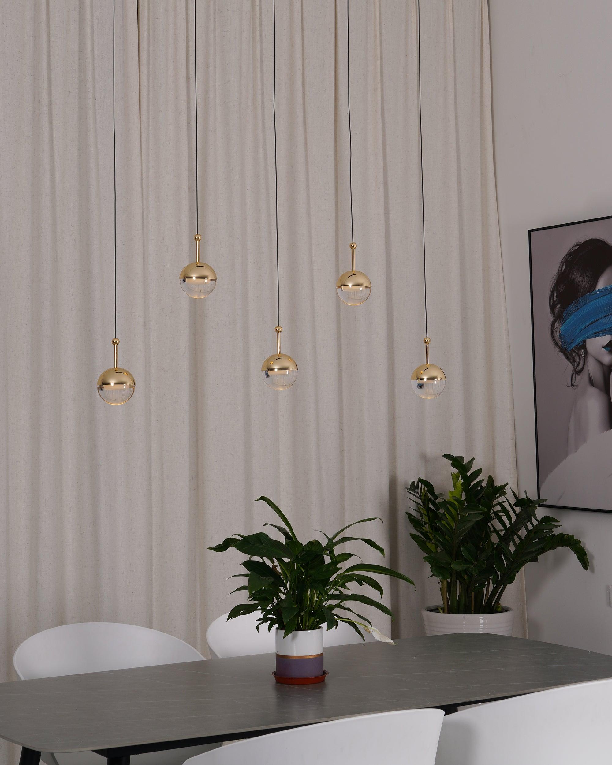 Solara Pendant Lamp Steel Glass Multi Drop Minimalist Staircase - Neutral Decor