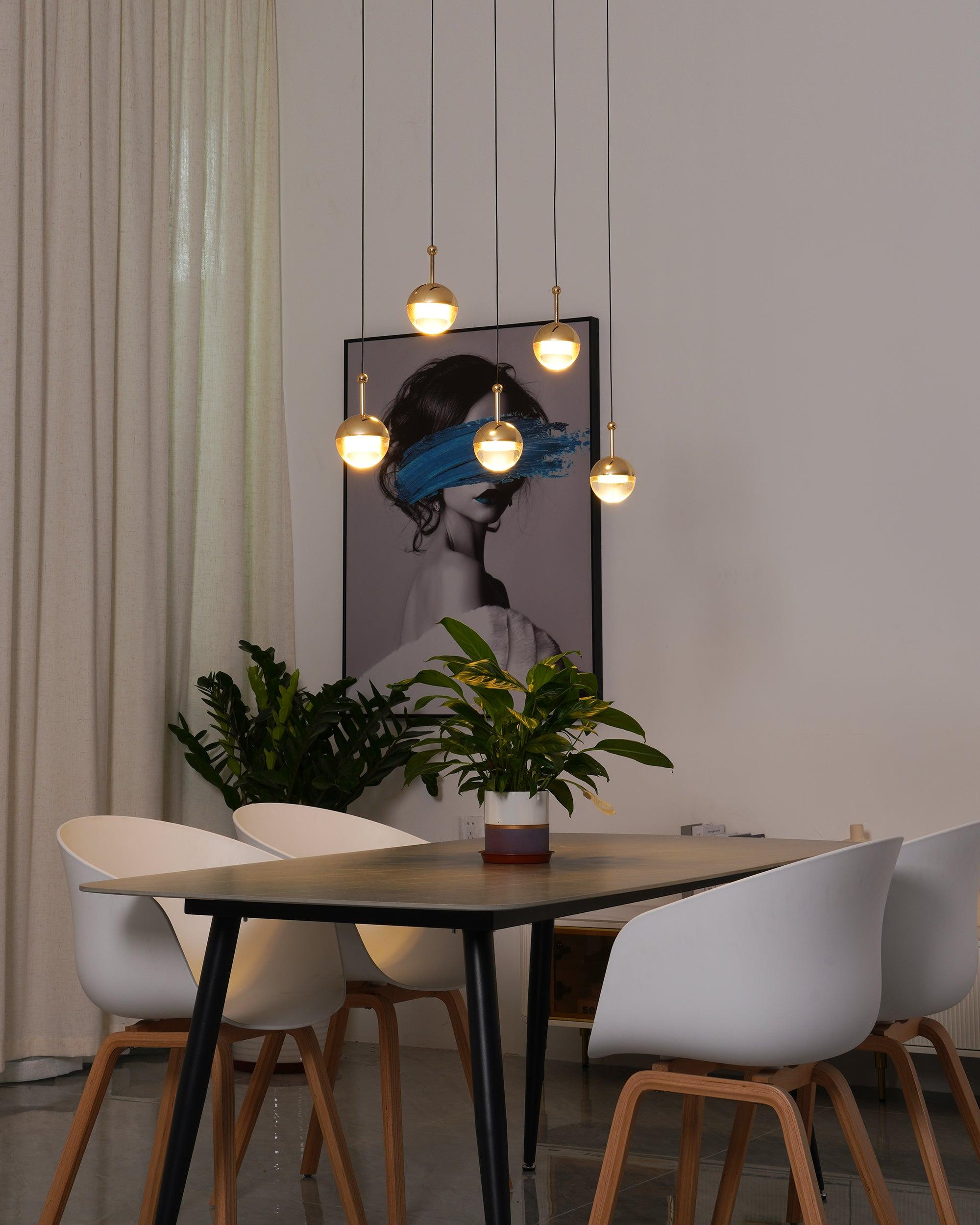 Solara Pendant Lamp Steel Glass Multi Drop Minimalist Staircase - Neutral Decor