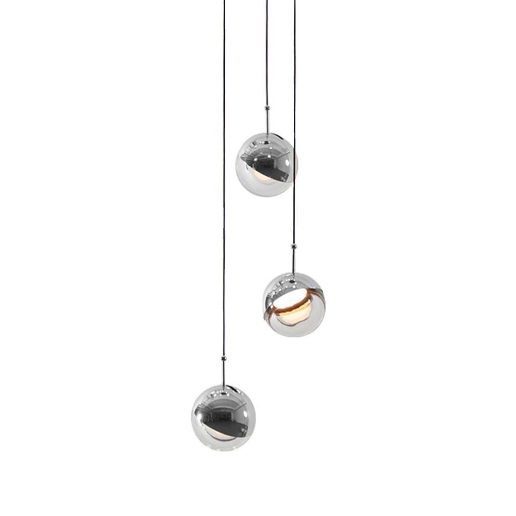 Solara Pendant Lamp Steel Glass Multi Drop Minimalist Staircase - Neutral Decor