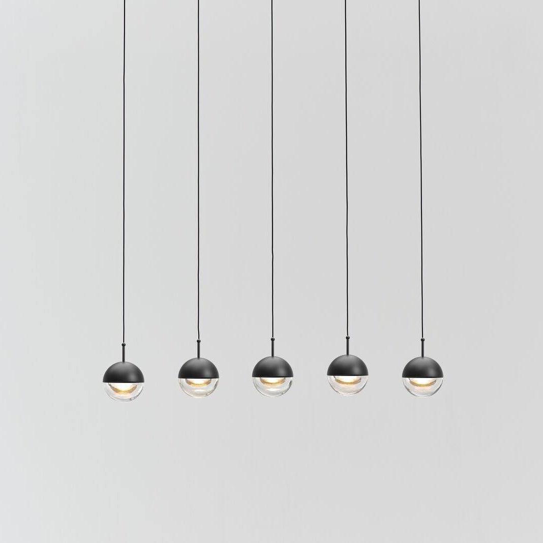 Solara Pendant Lamp Steel Glass Multi Drop Minimalist Staircase - Neutral Decor