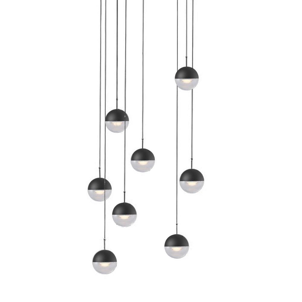 Solara Pendant Lamp Steel Glass Multi Drop Minimalist Staircase - Neutral Decor