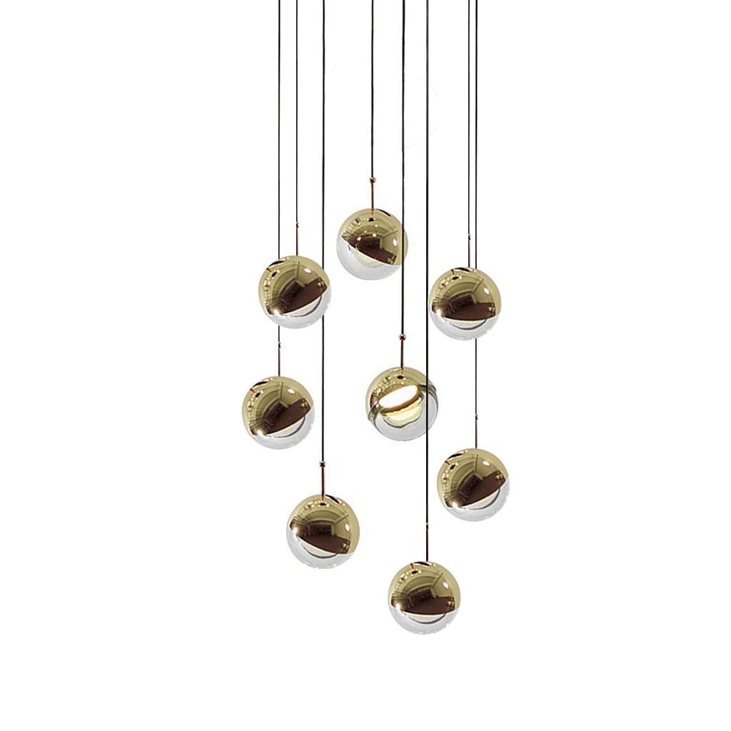 Solara Pendant Lamp Steel Glass Multi Drop Minimalist Staircase - Neutral Decor