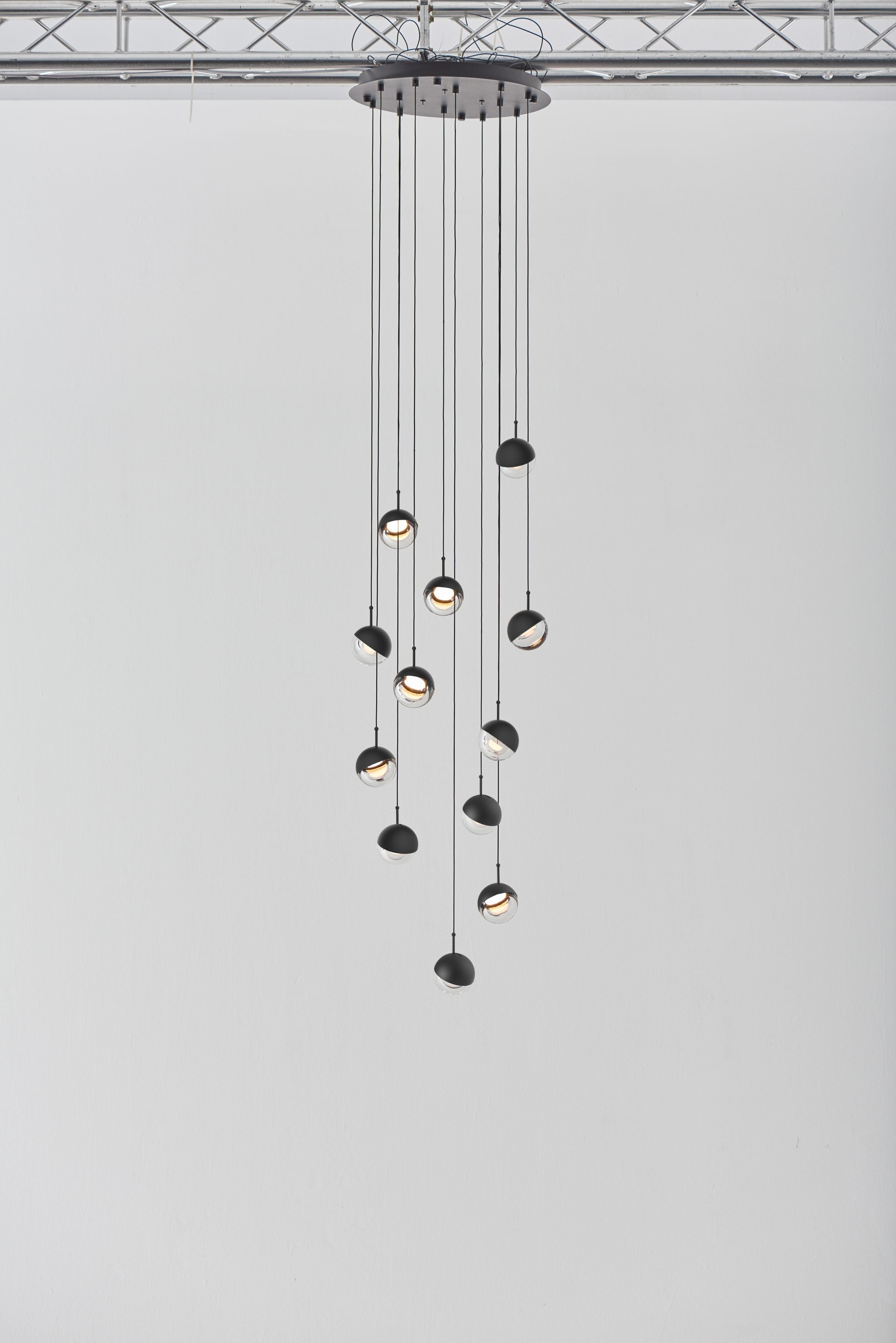 Solara Pendant Lamp Steel Glass Multi Drop Minimalist Staircase - Neutral Decor
