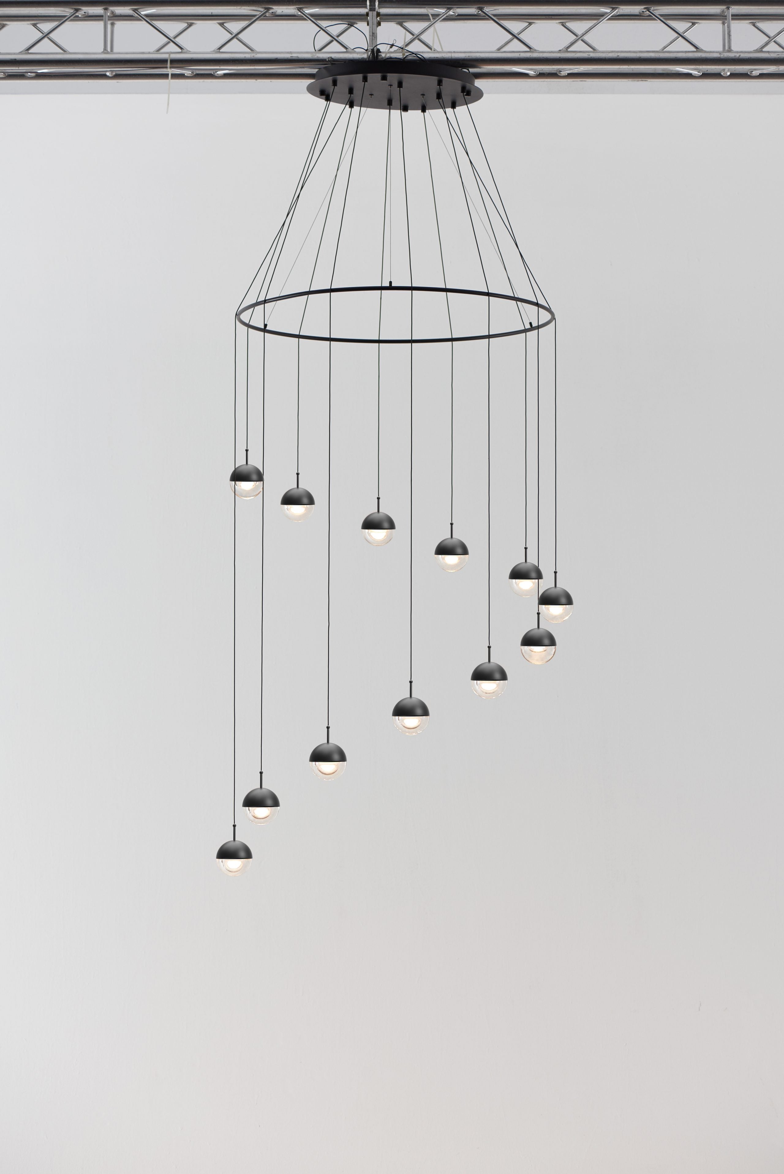 Solara Pendant Lamp Steel Glass Multi Drop Minimalist Staircase - Neutral Decor