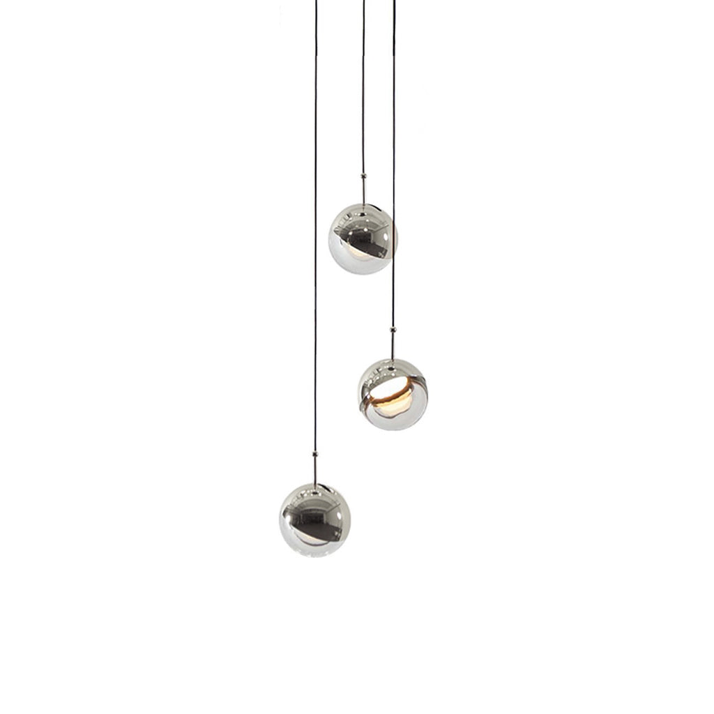 Solara Pendant Lamp Steel Glass Multi Drop Minimalist Staircase - Neutral Decor