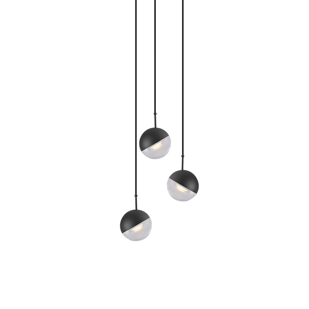 Solara Pendant Lamp Steel Glass Multi Drop Minimalist Staircase - Neutral Decor