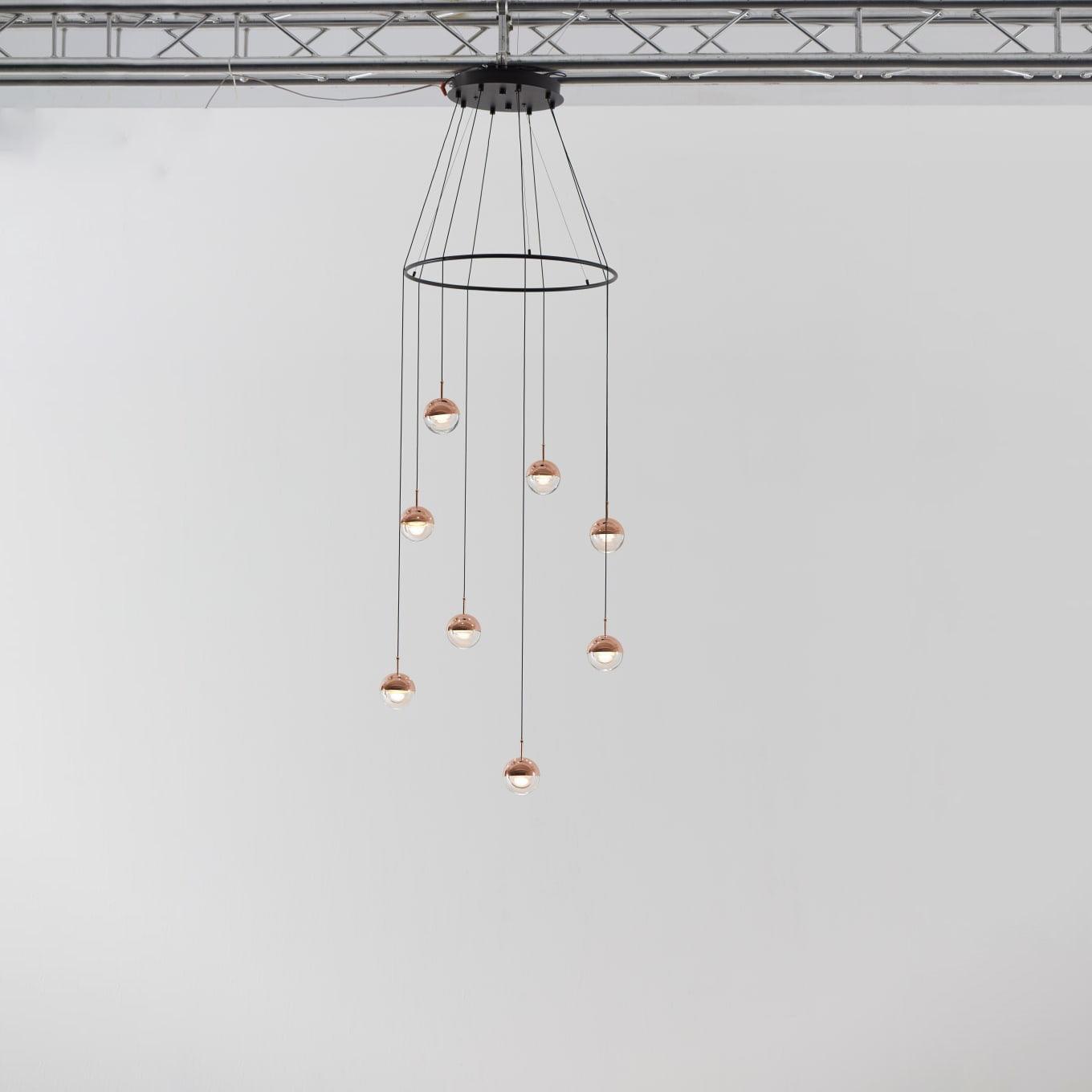 Solara Pendant Lamp Steel Glass Multi Drop Minimalist Staircase - Neutral Decor