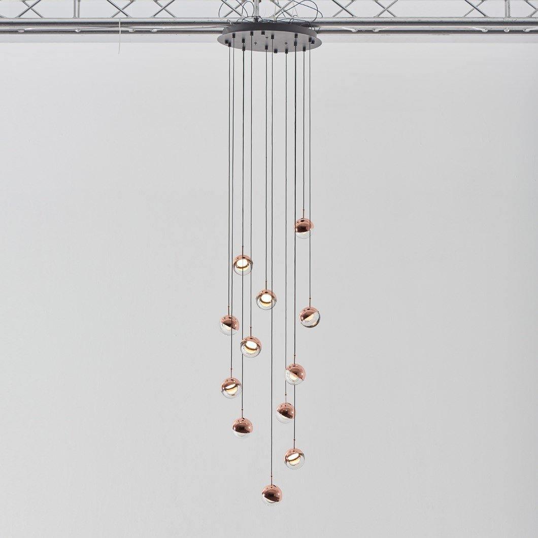Solara Pendant Lamp Steel Glass Multi Drop Minimalist Staircase - Neutral Decor