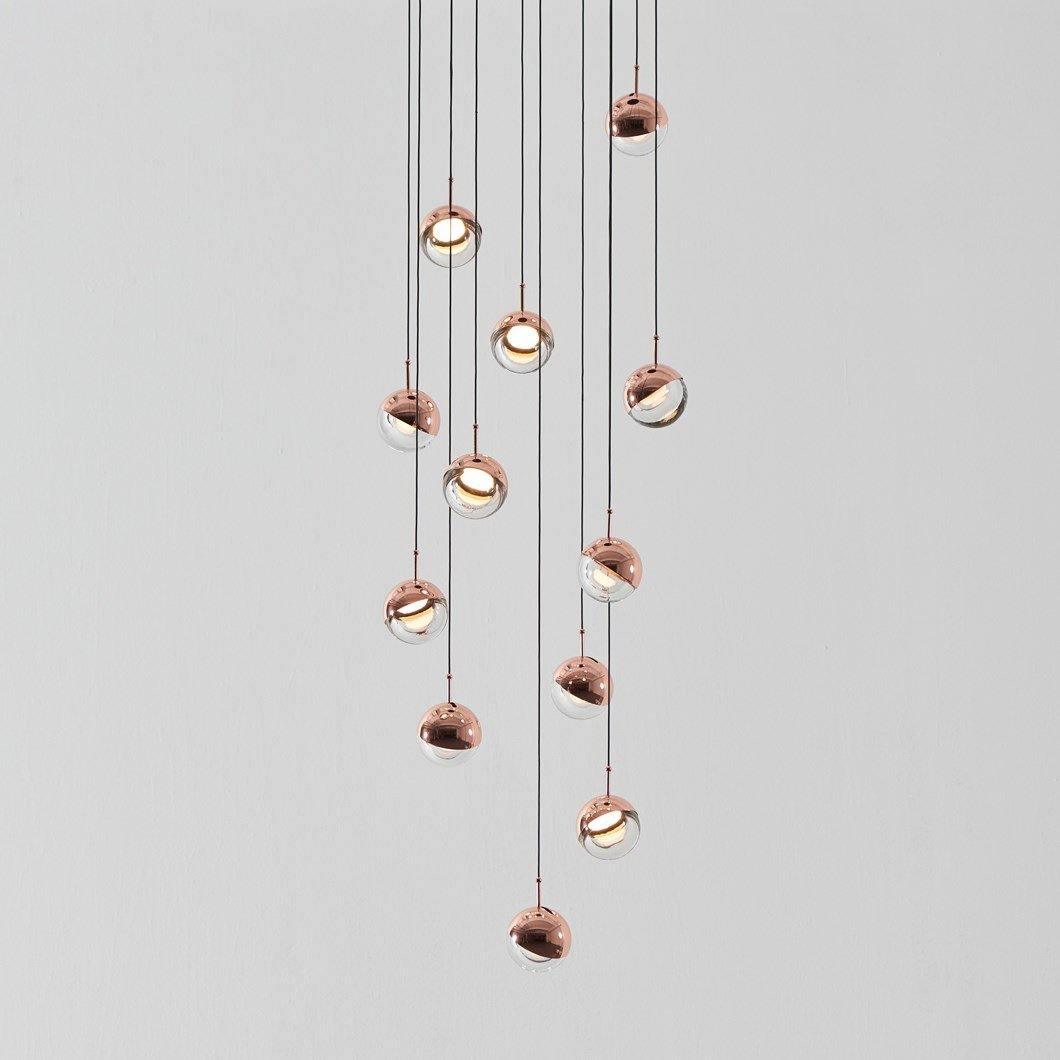 Solara Pendant Lamp Steel Glass Multi Drop Minimalist Staircase - Neutral Decor