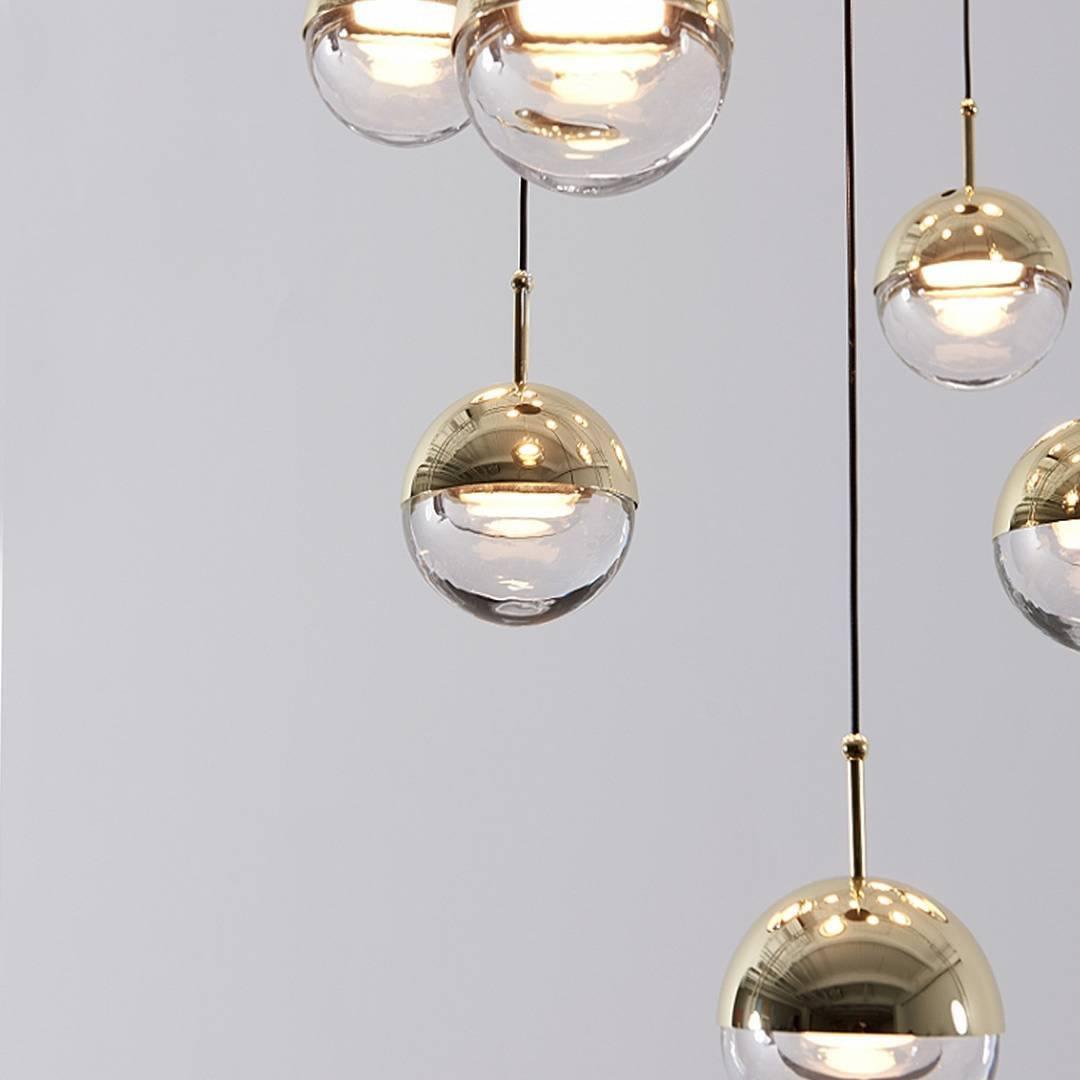 Solara Pendant Lamp Steel Glass Multi Drop Minimalist Staircase - Neutral Decor