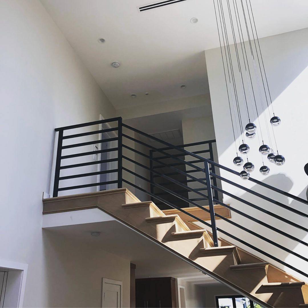 Solara Pendant Lamp Steel Glass Multi Drop Minimalist Staircase - Neutral Decor