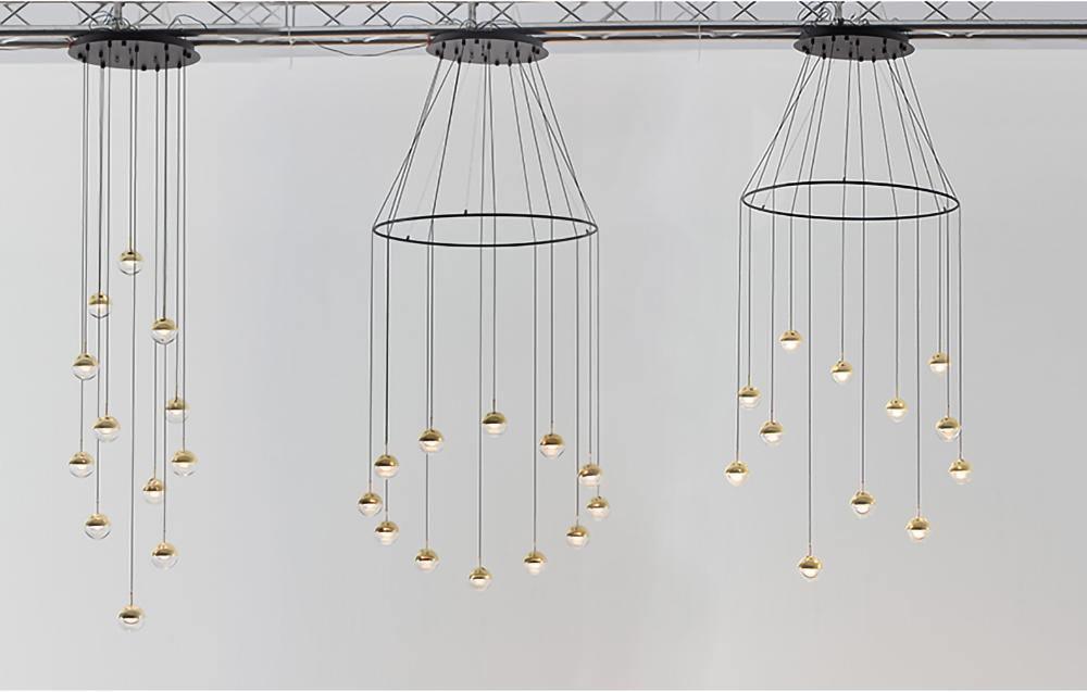 Solara Pendant Lamp Steel Glass Multi Drop Minimalist Staircase - Neutral Decor