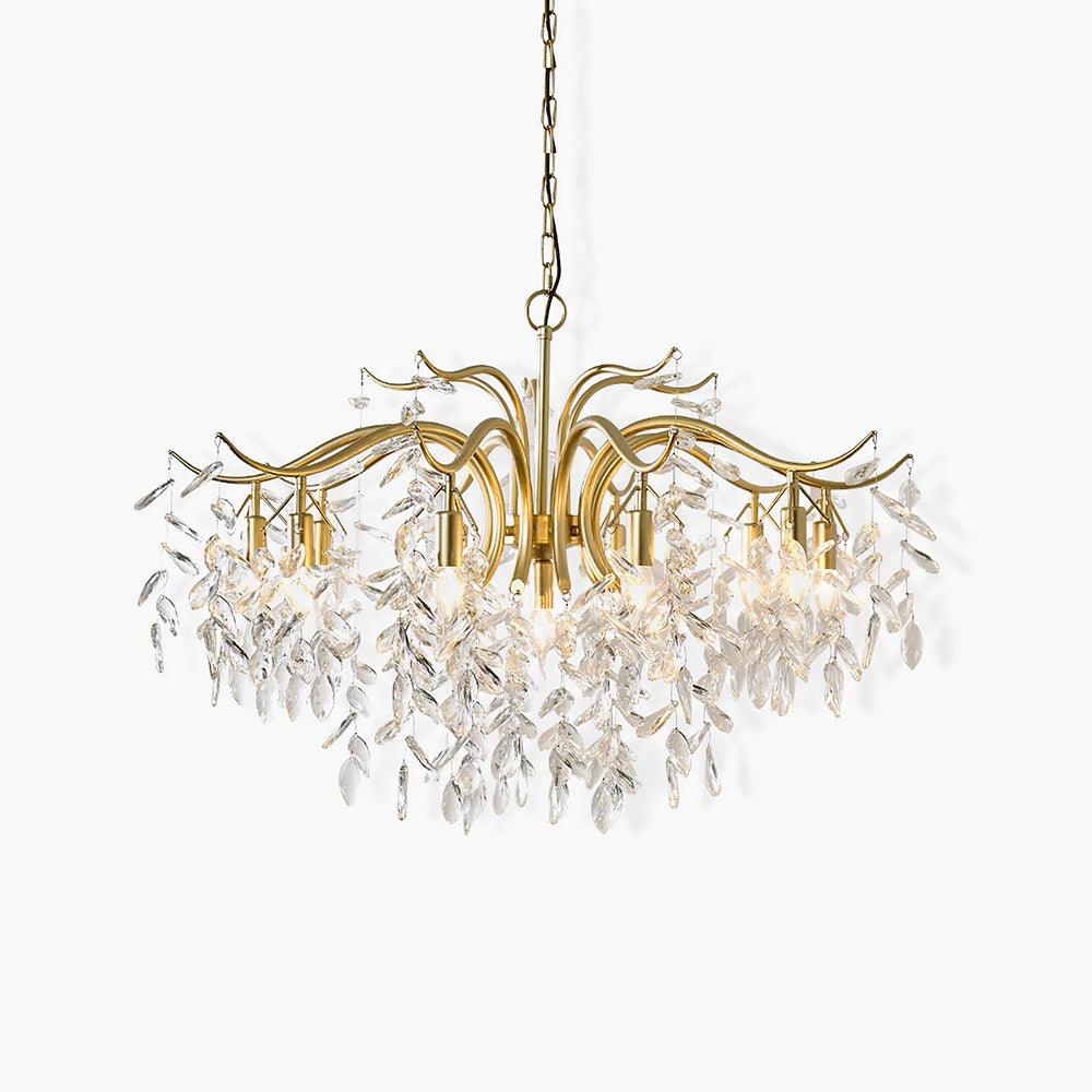 Firnal Chandelier Iron & Crystal Leaf